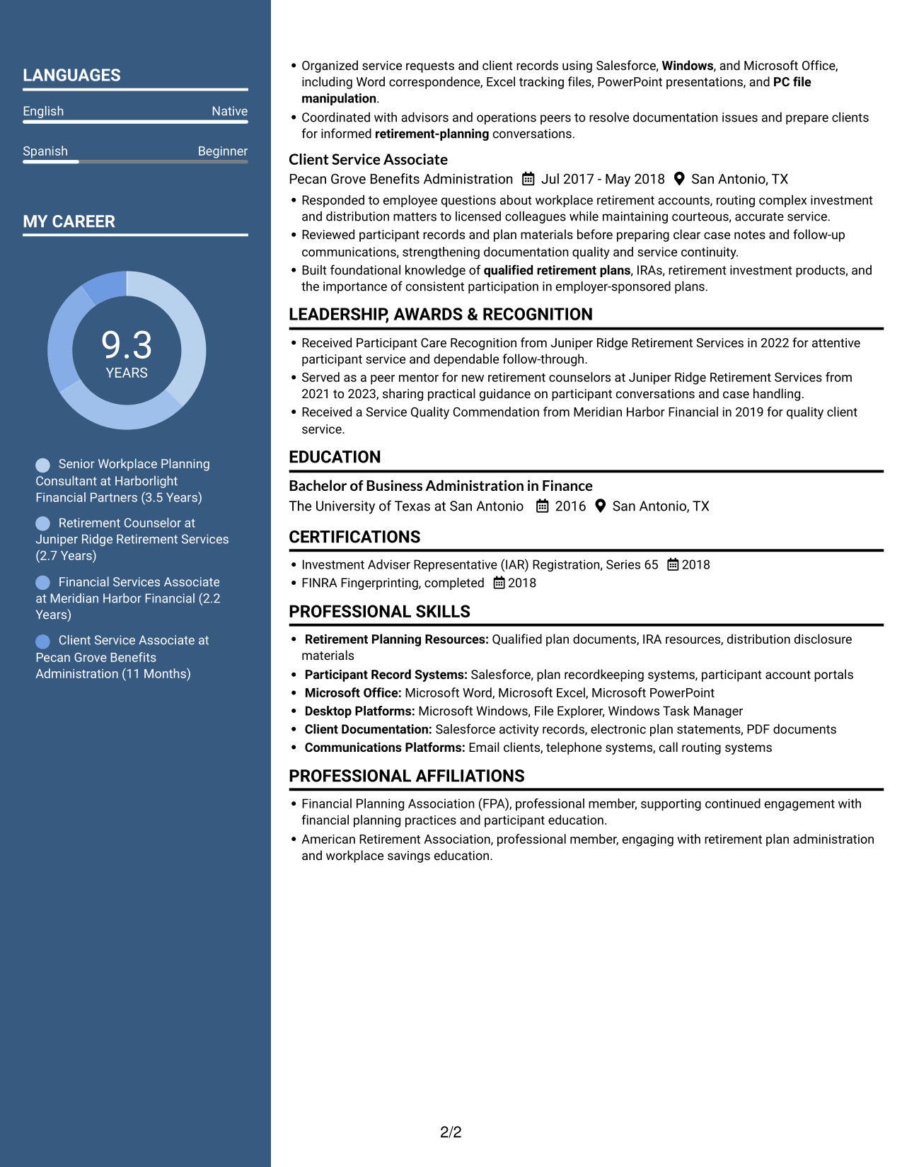 Resume example — page 2