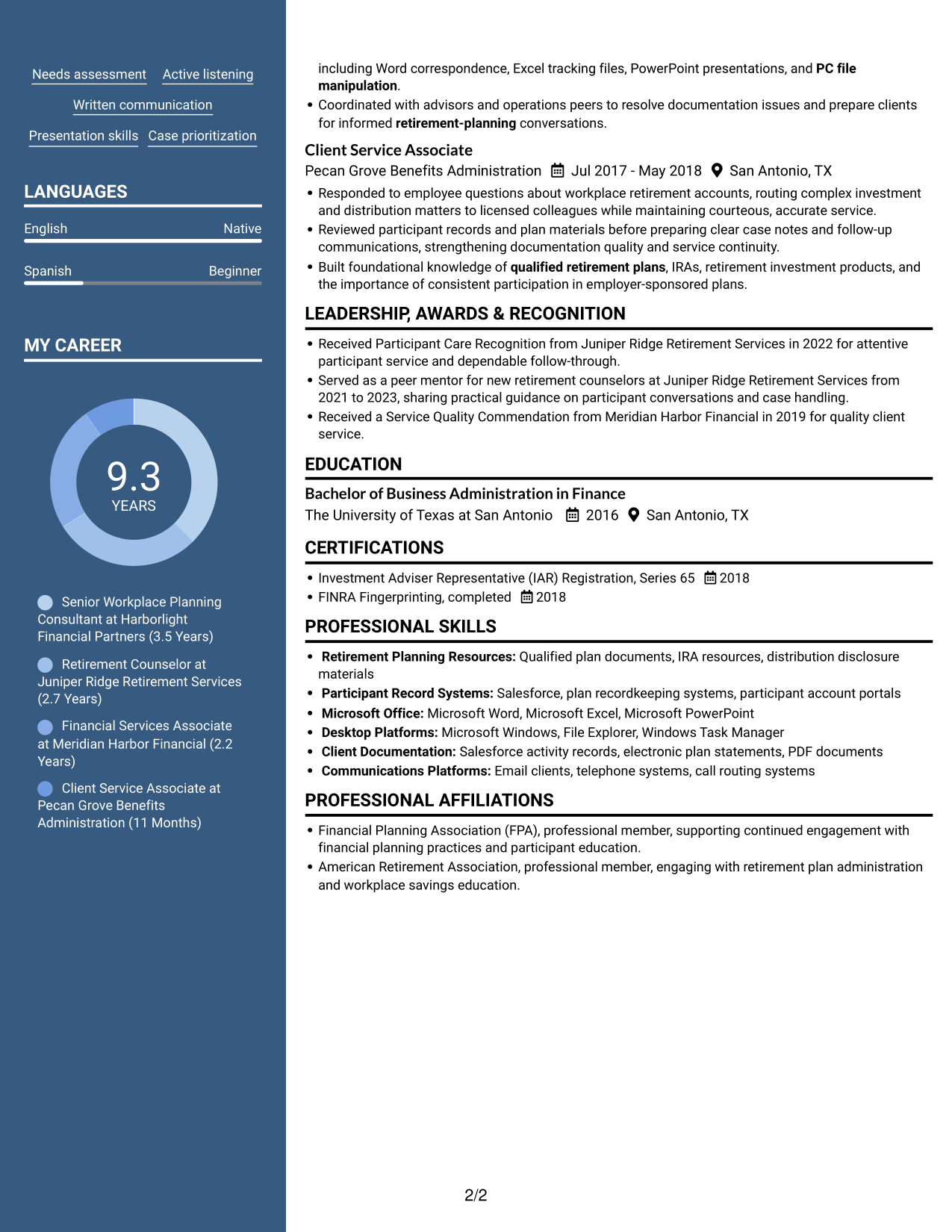 Resume example — page 2