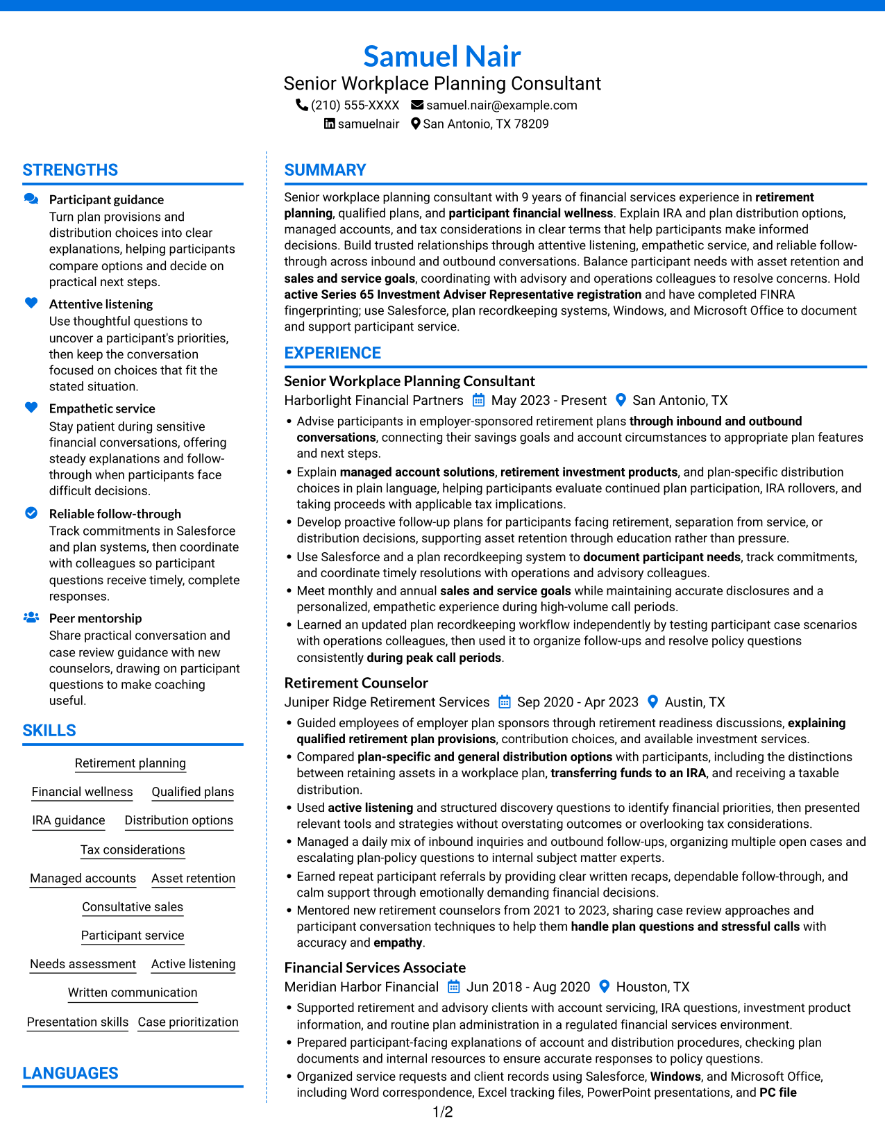 Resume example — page 1