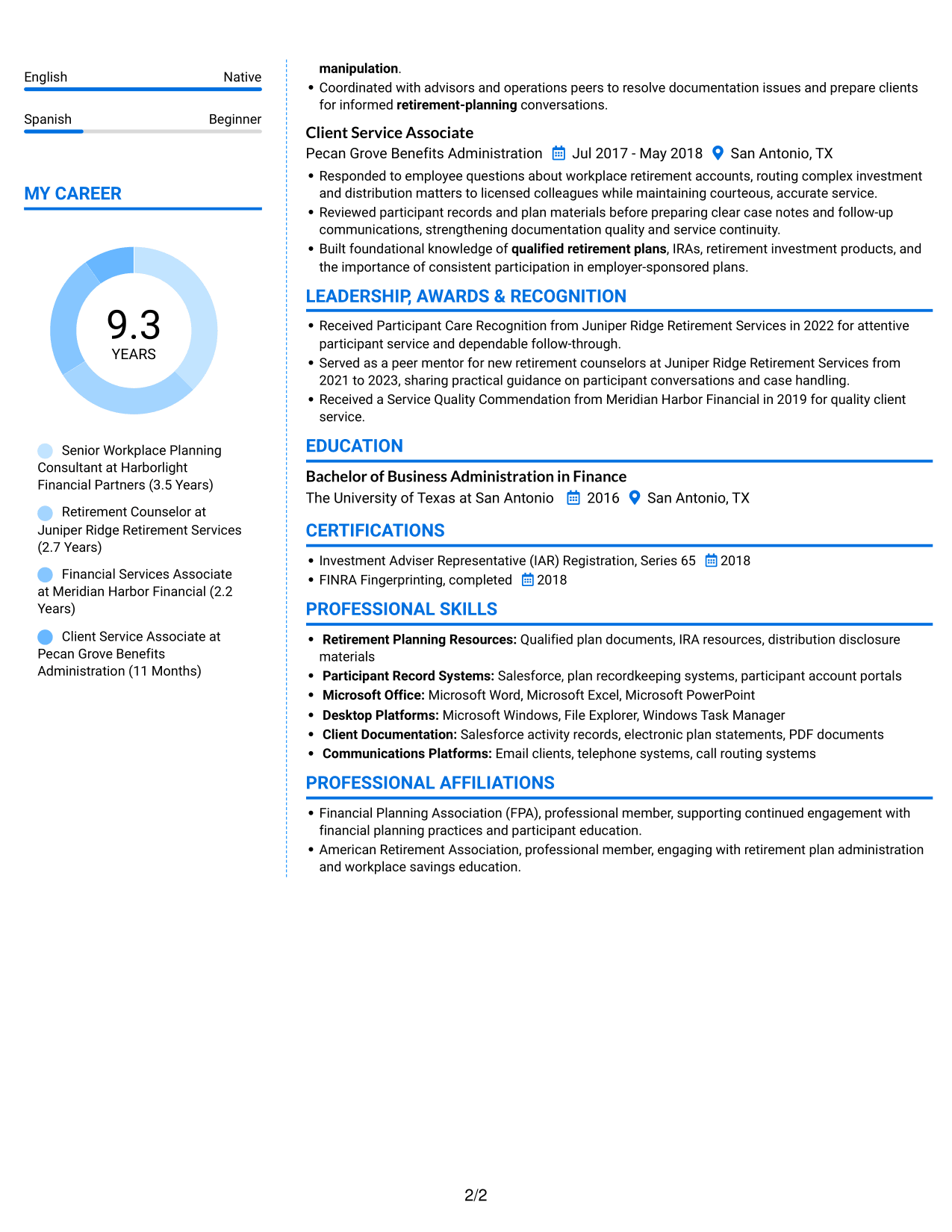 Resume example — page 2