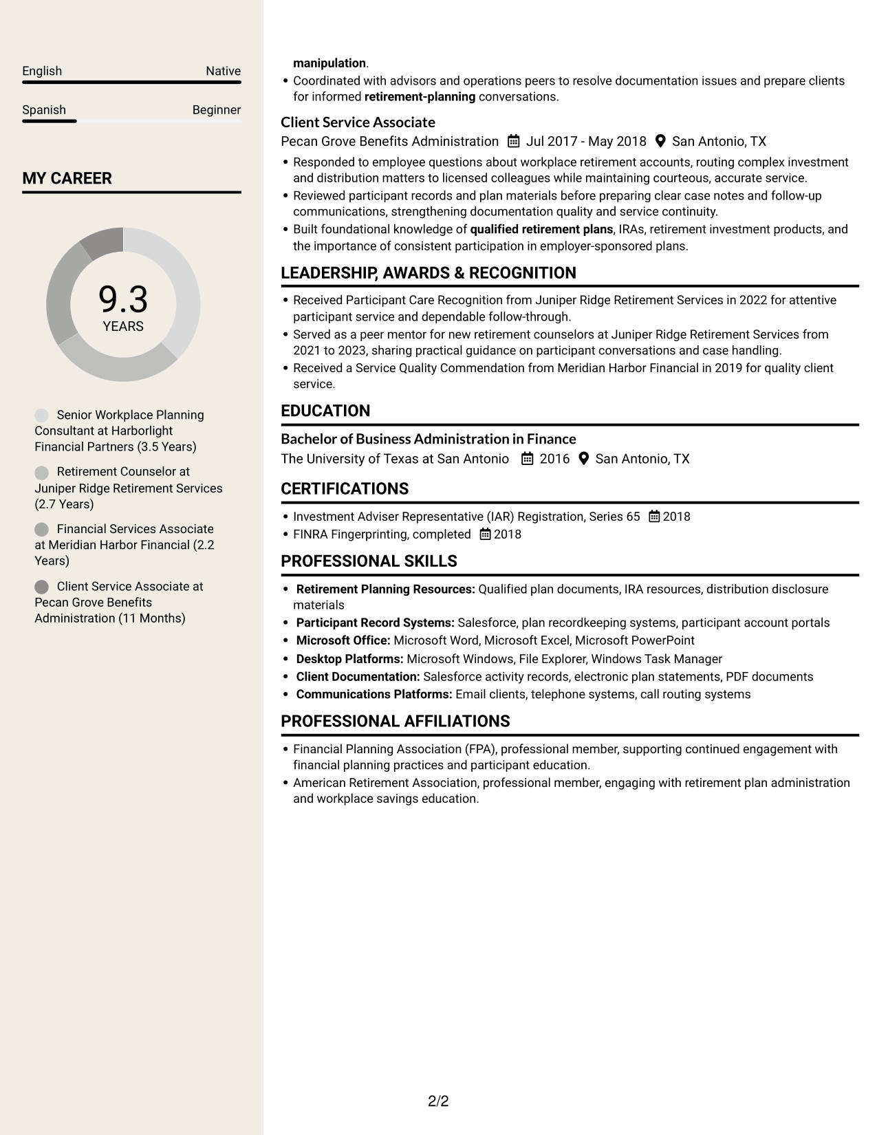 Resume example — page 2