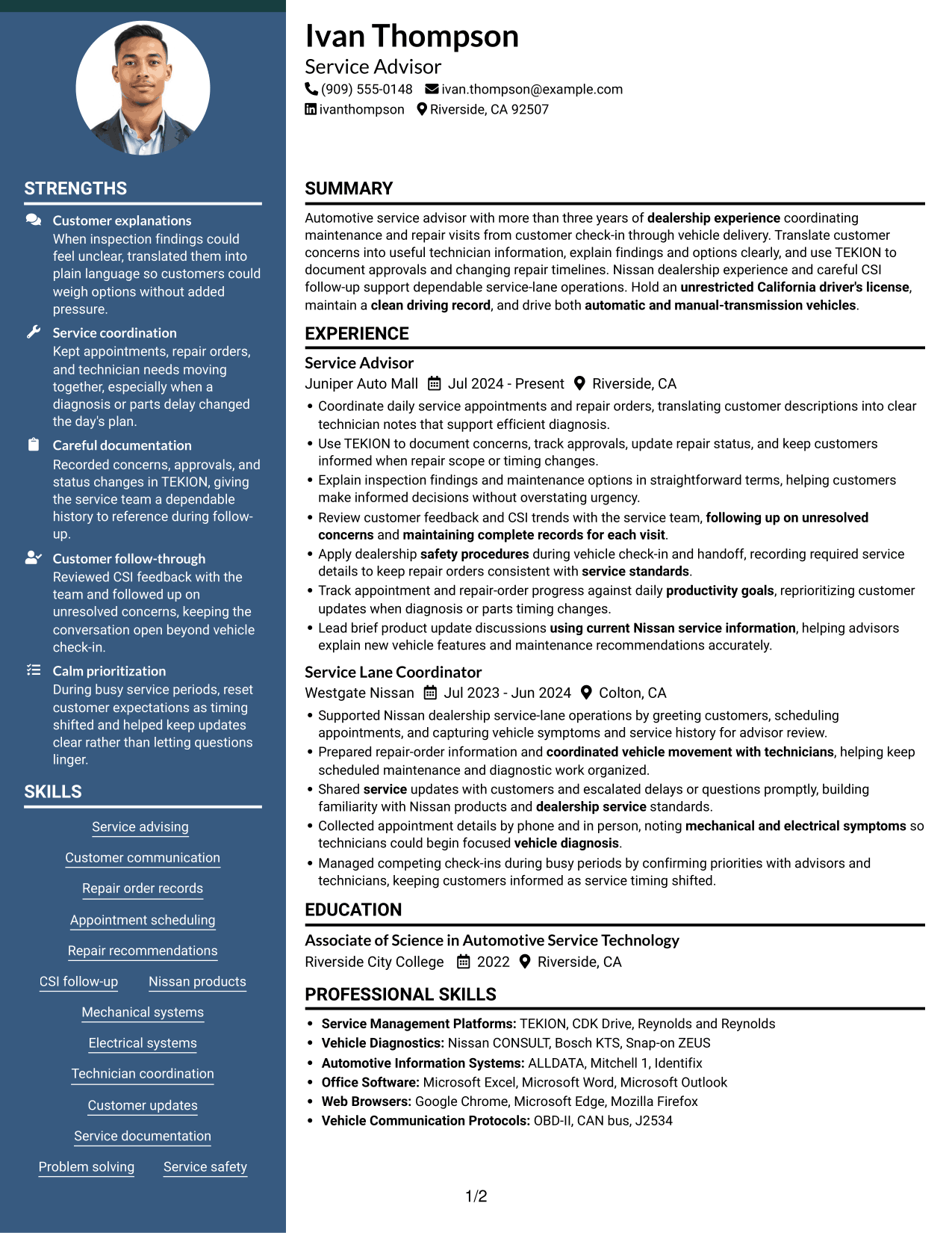 Resume example — page 1
