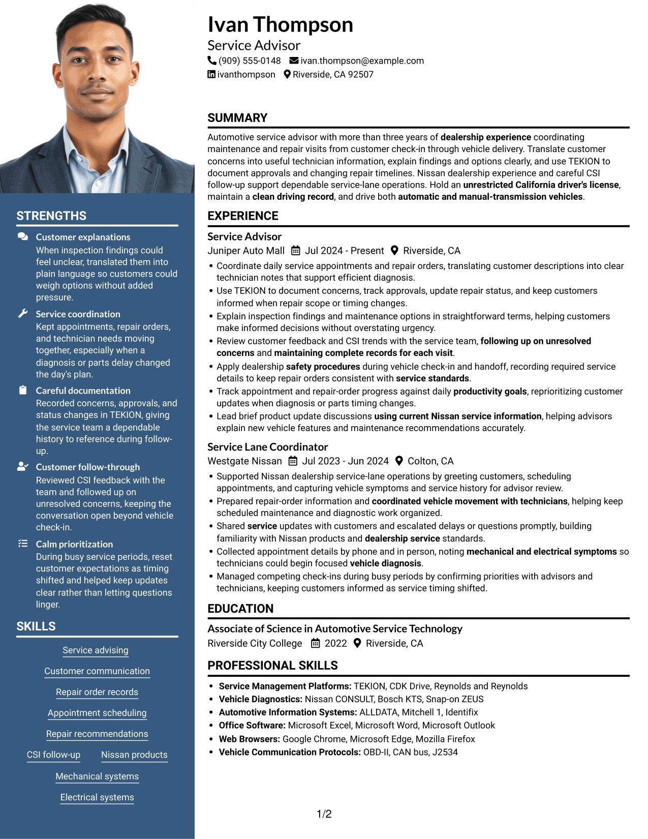 Resume example — page 1