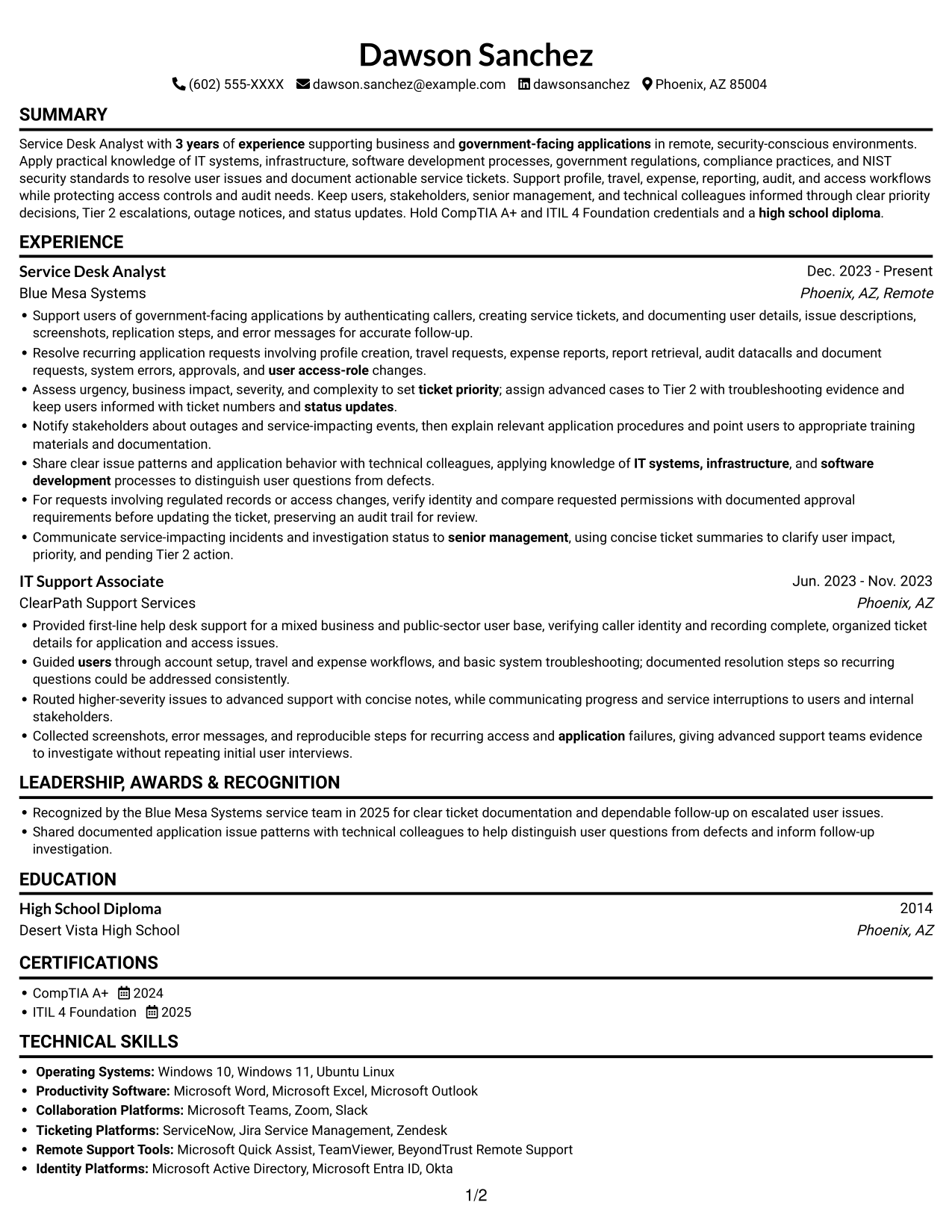 Resume example — page 1