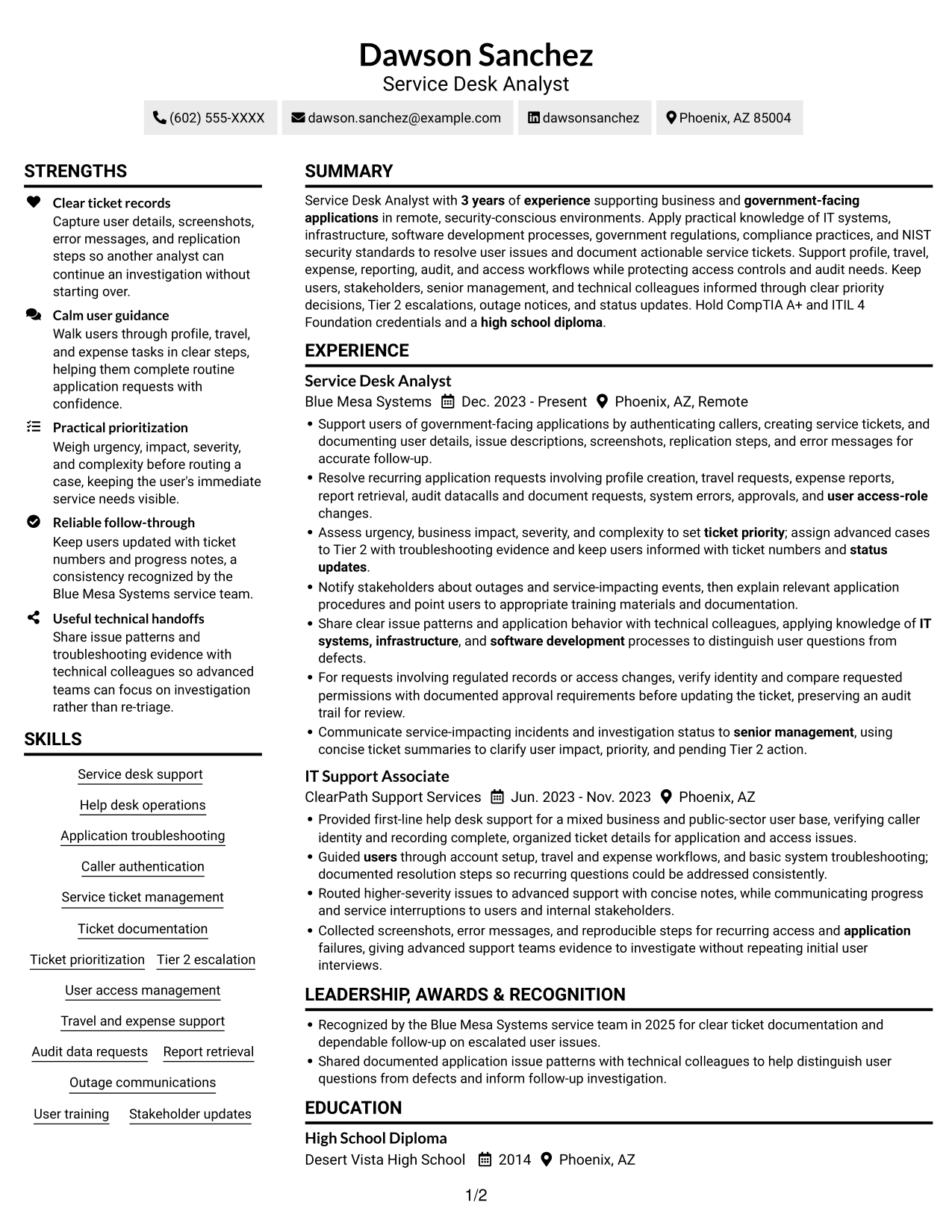 Resume example — page 1