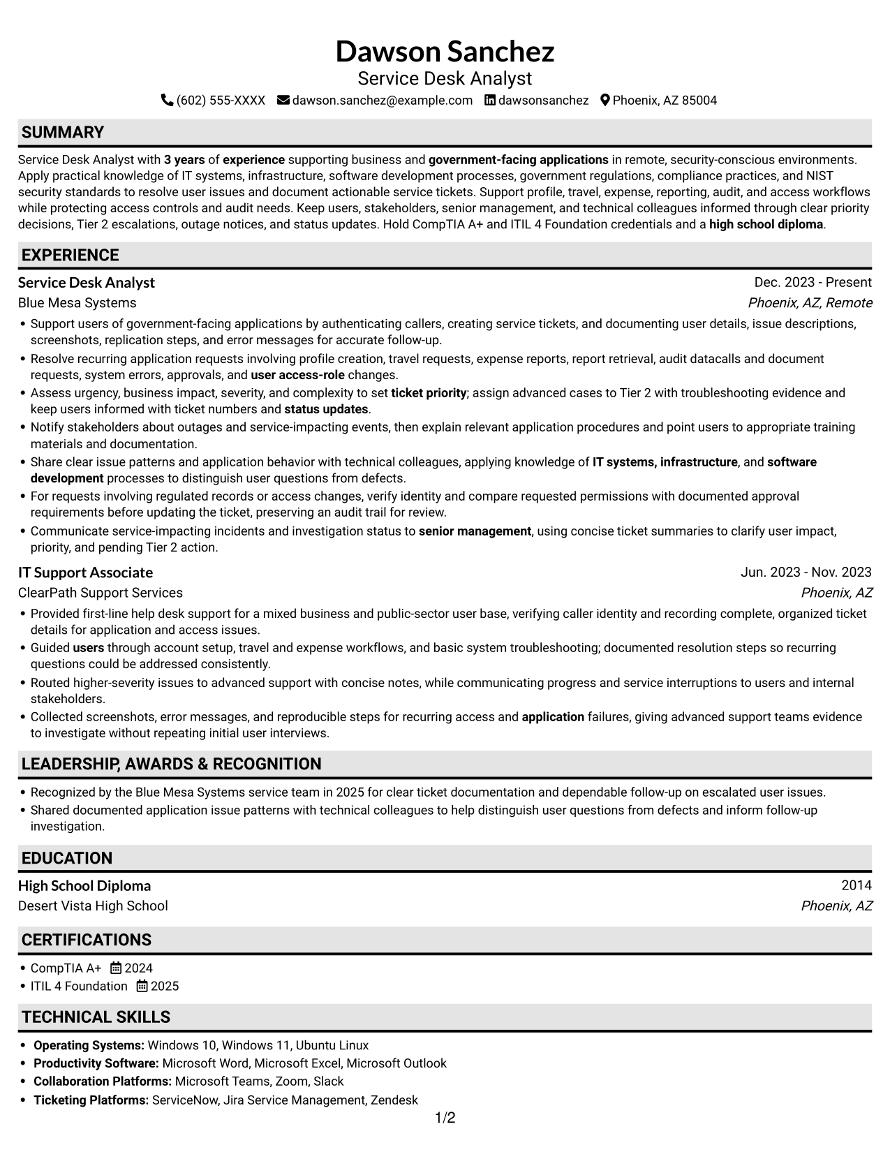 Resume example — page 1