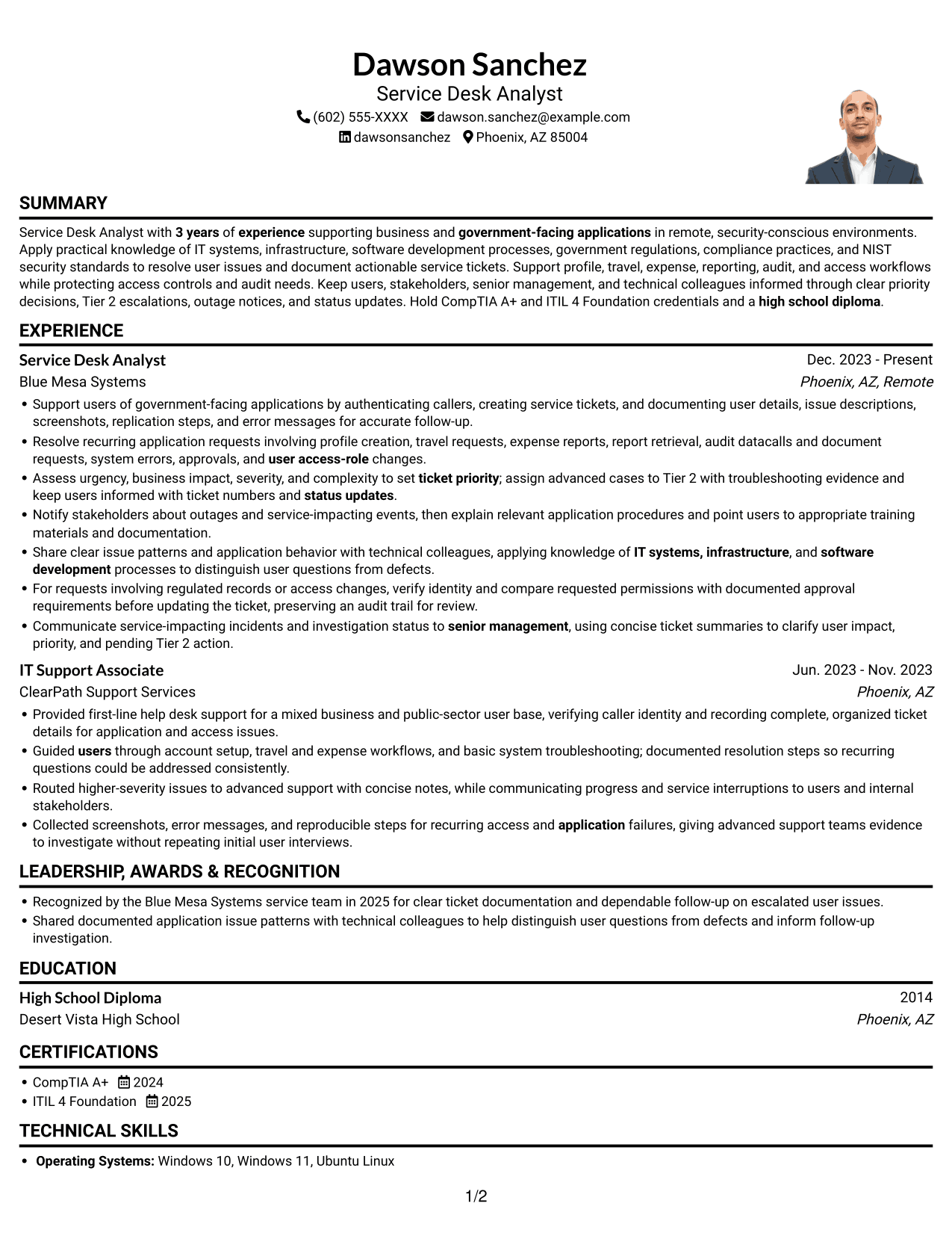 Resume example — page 1