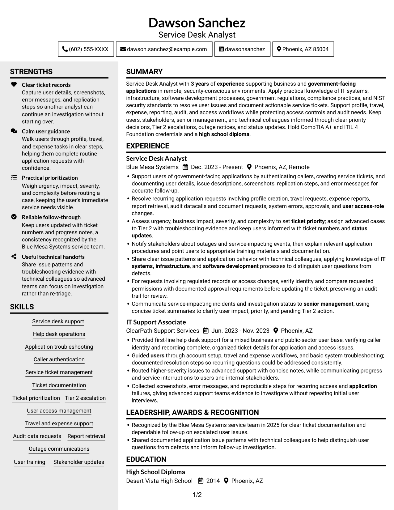 Resume example — page 1