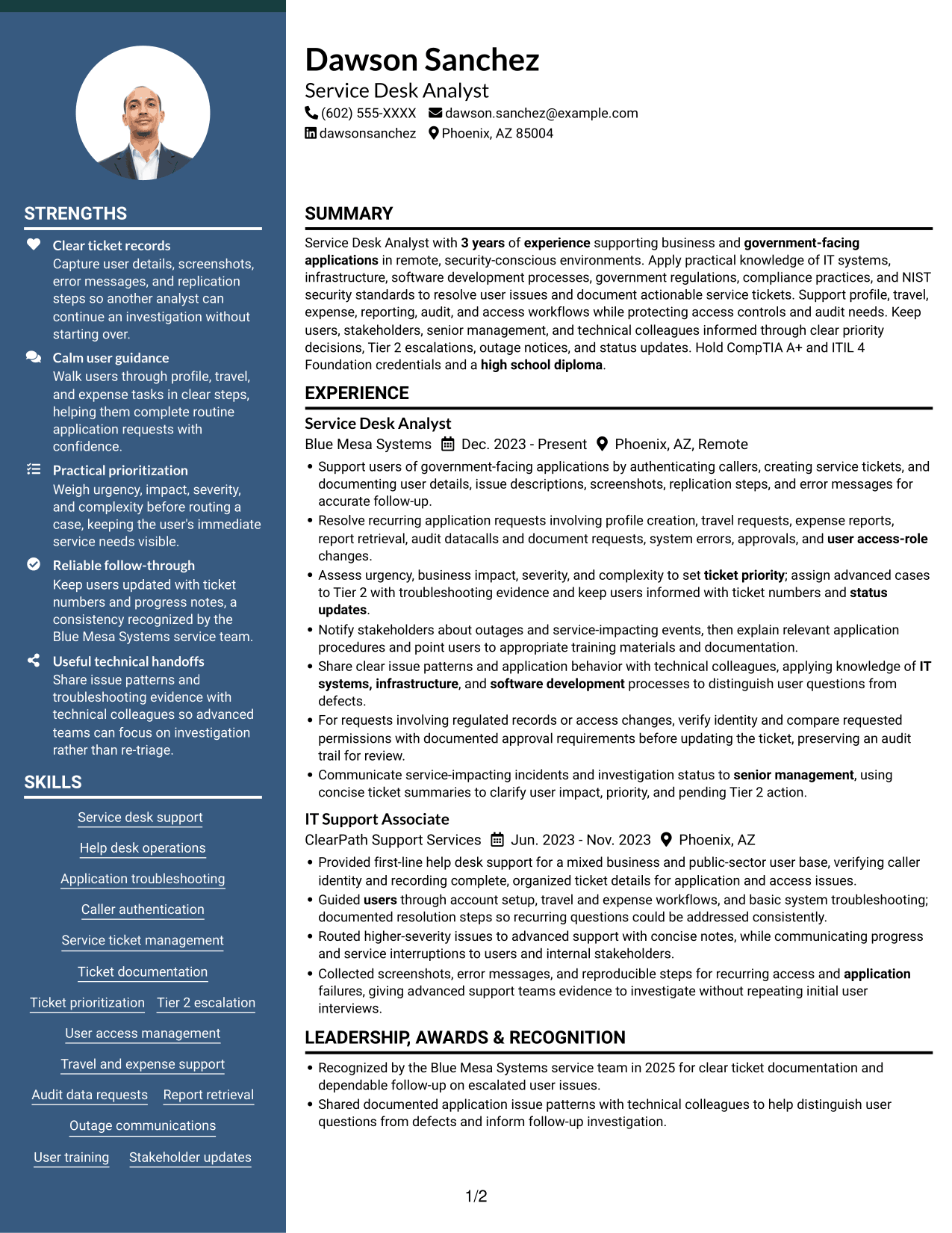 Resume example — page 1