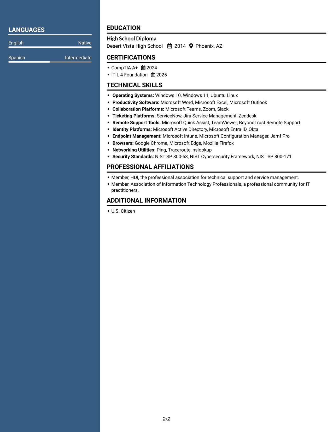 Resume example — page 2