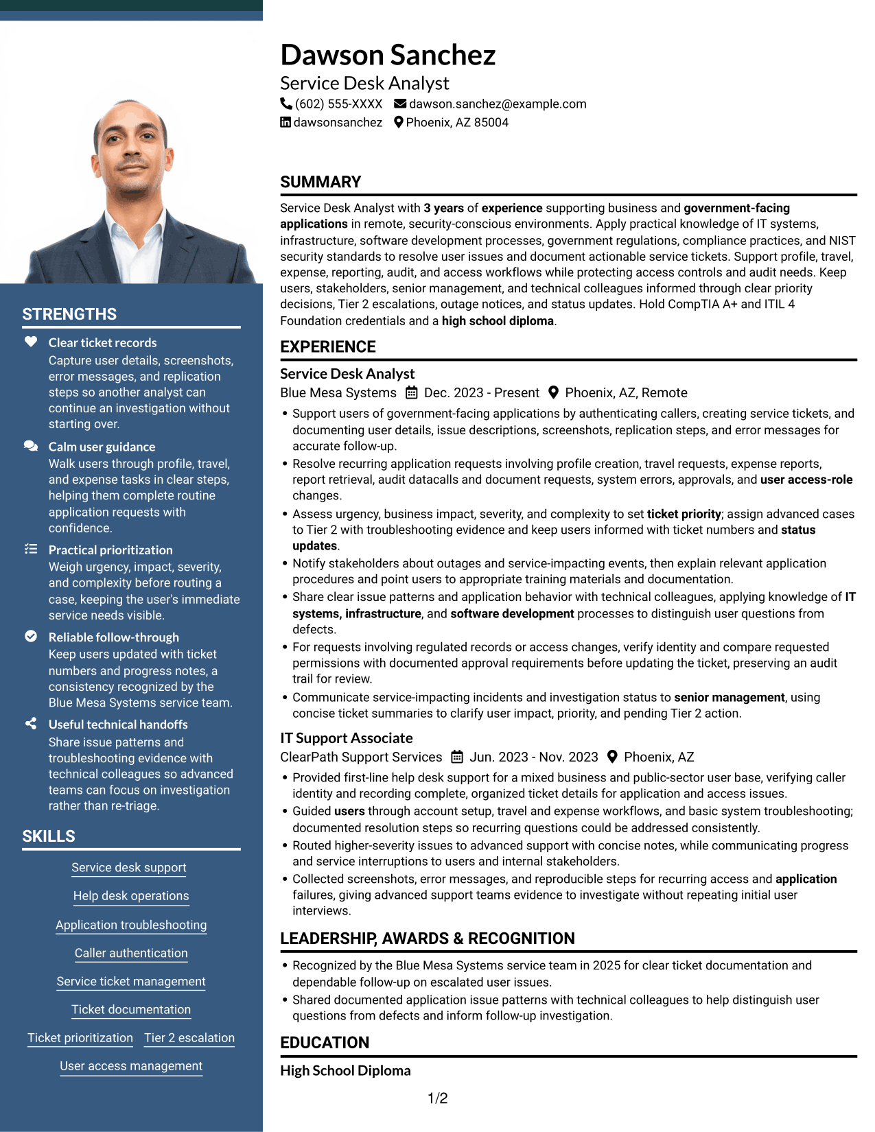 Resume example — page 1