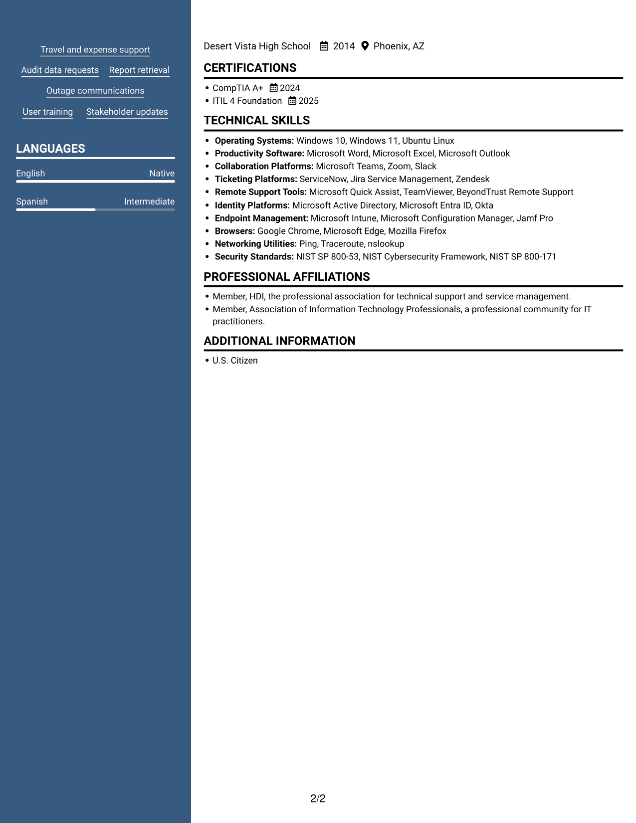 Resume example — page 2