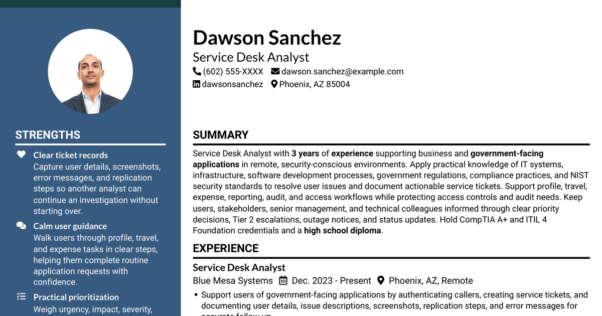 7 Service Desk Analyst - Federal Application Support Resume Templates with Example