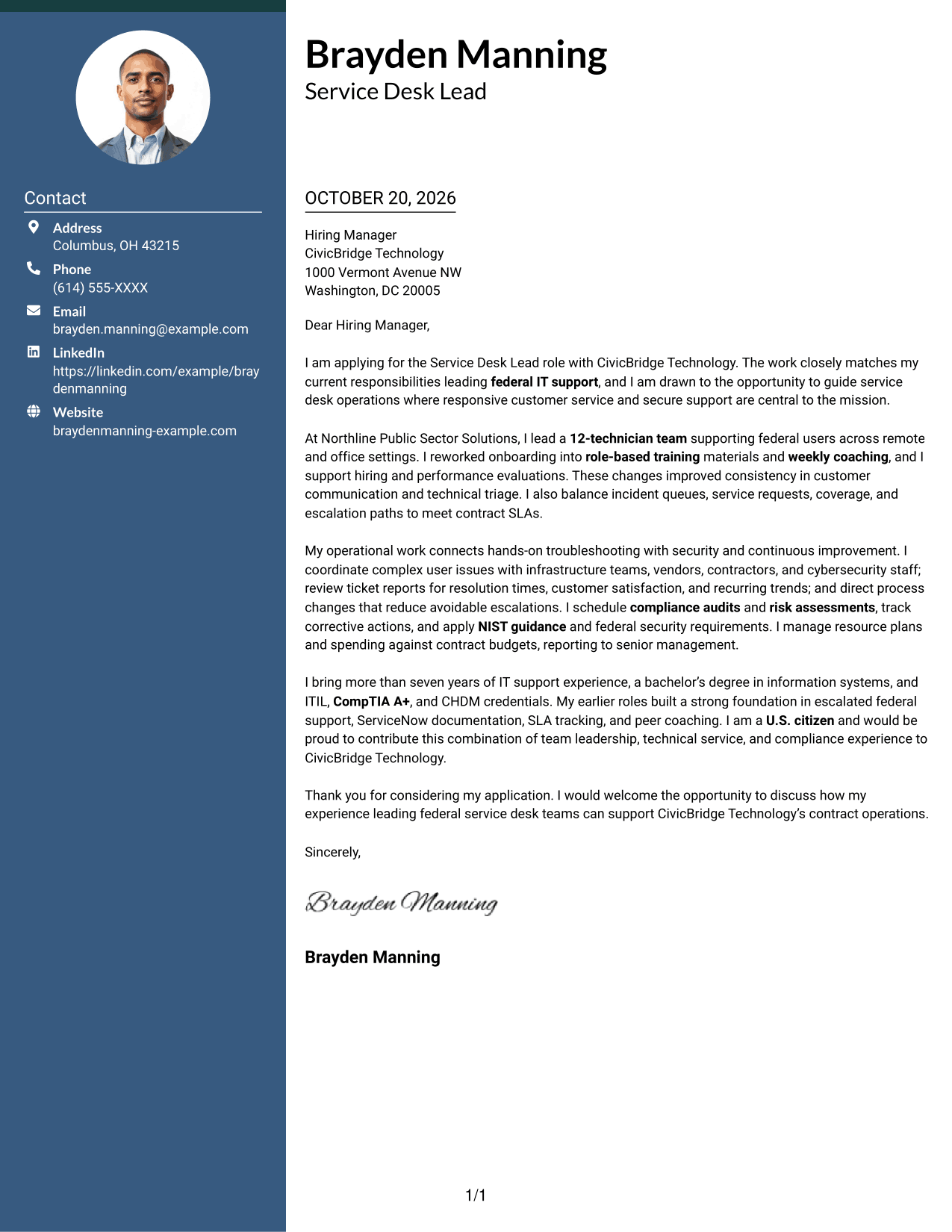 Cover letter example — page 1