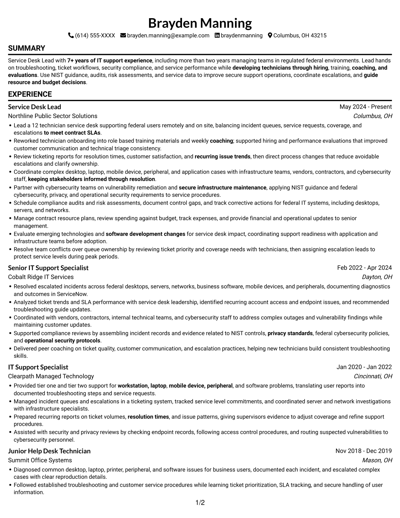 Resume example — page 1
