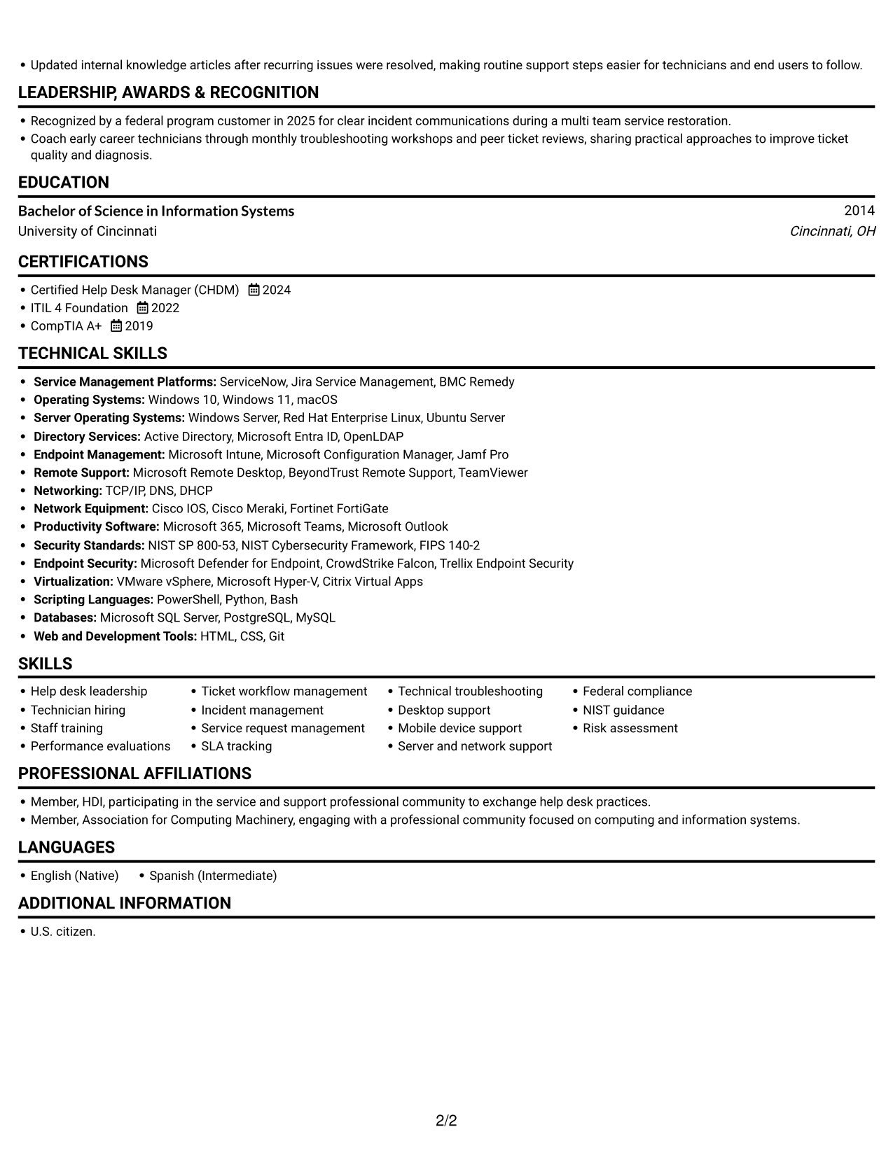 Resume example — page 2