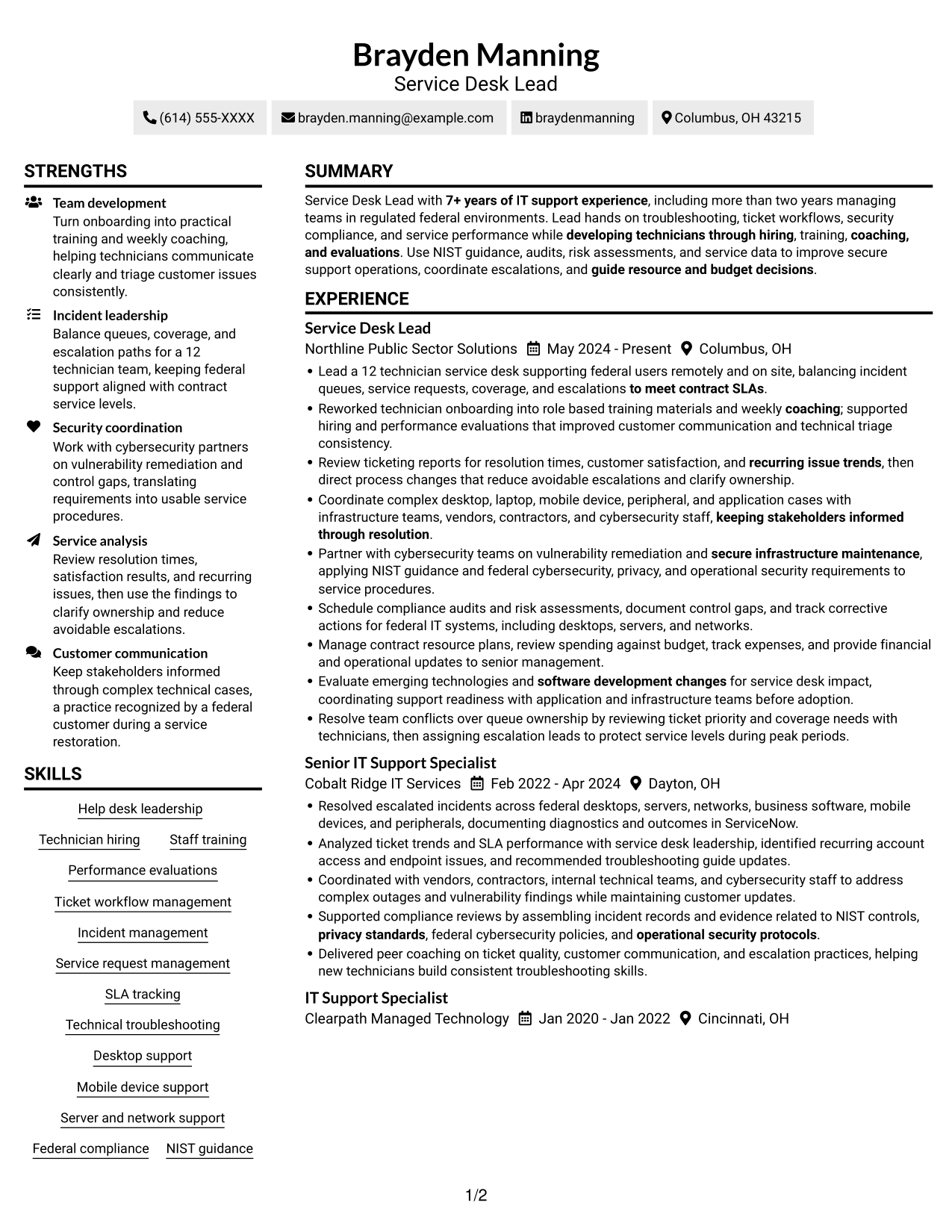 Resume example — page 1