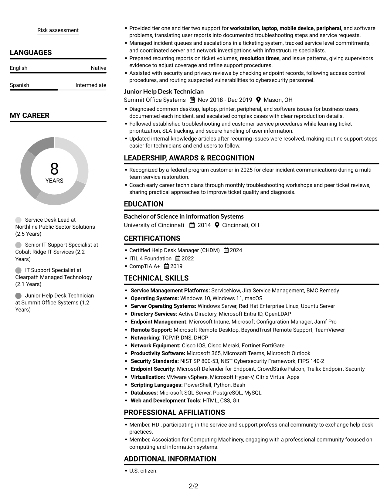 Resume example — page 2