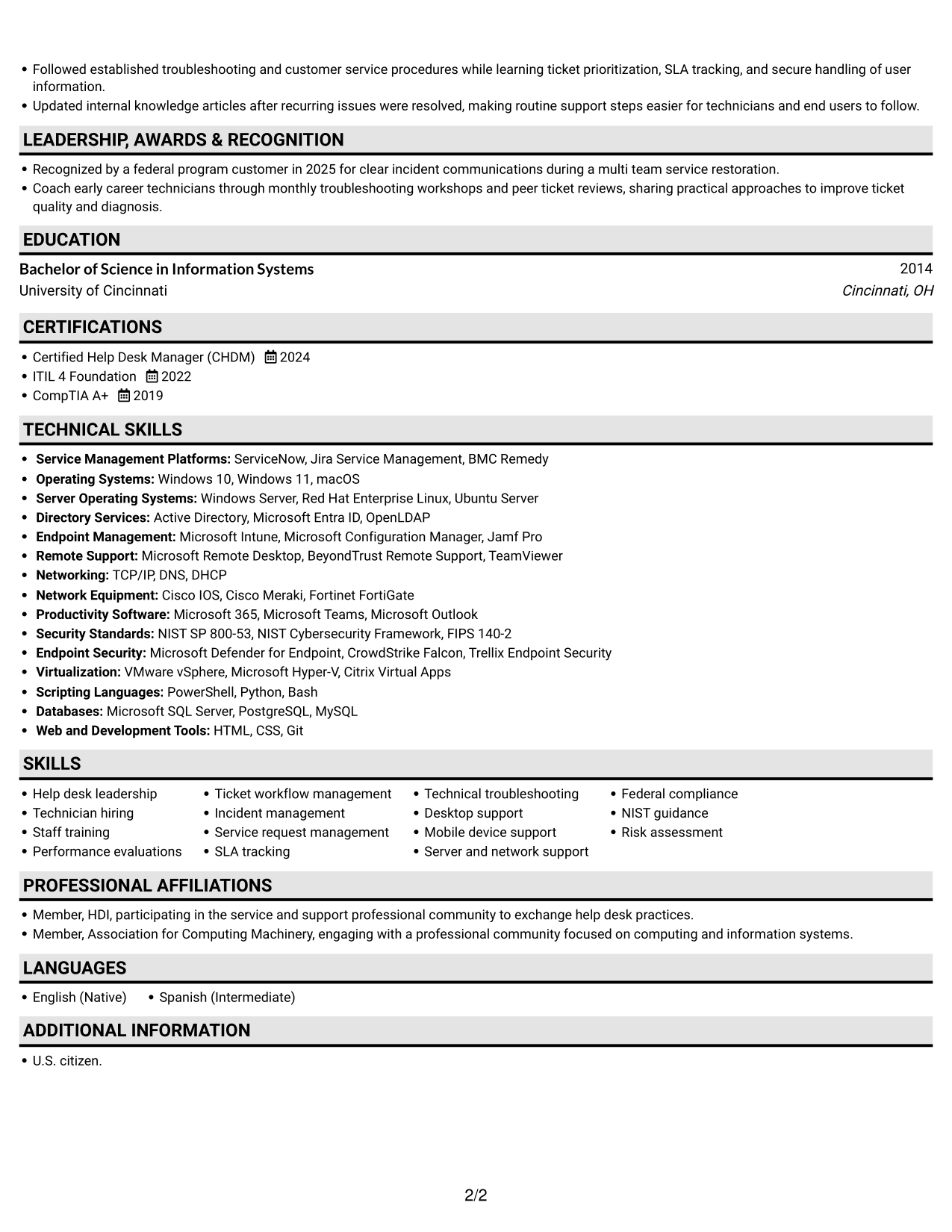 Resume example — page 2