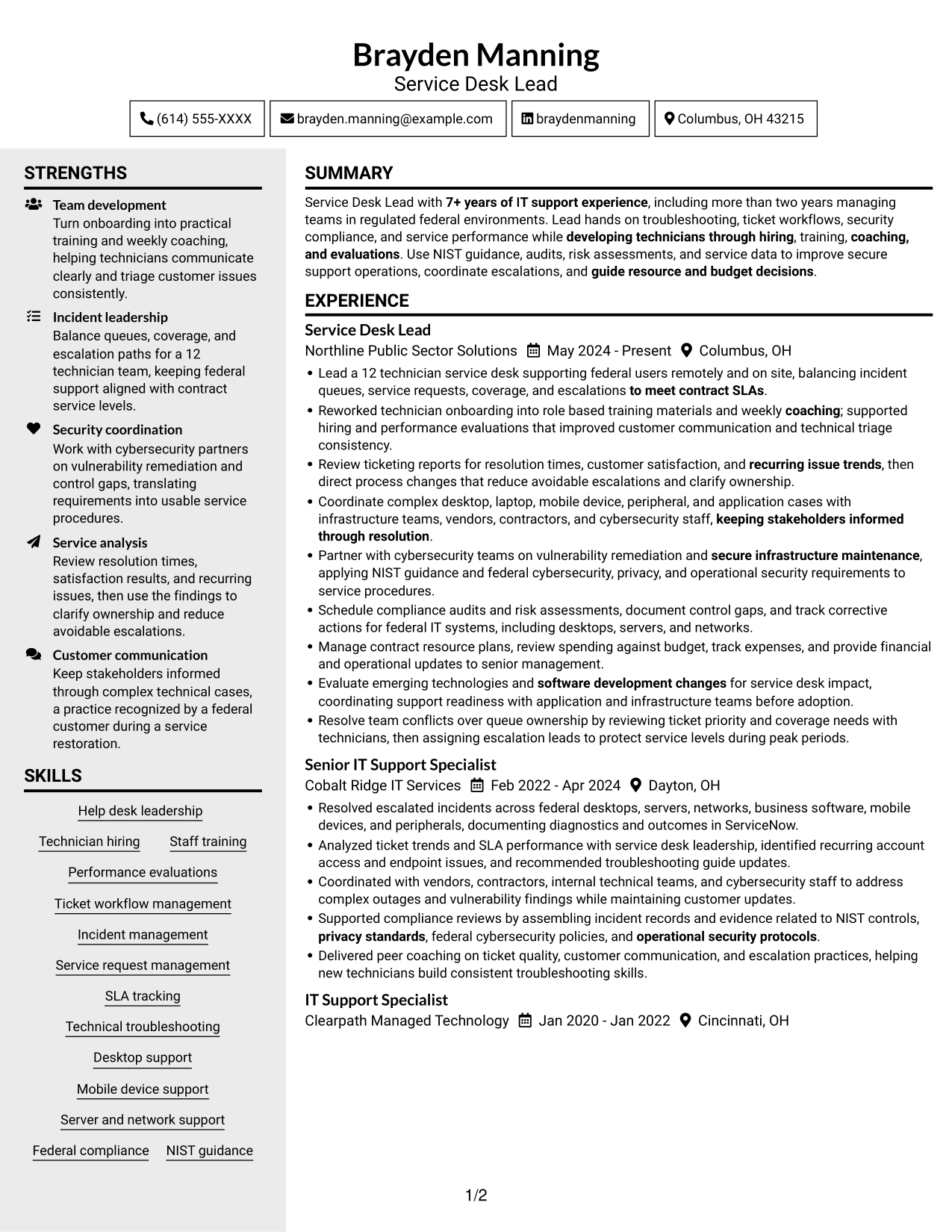 Resume example — page 1
