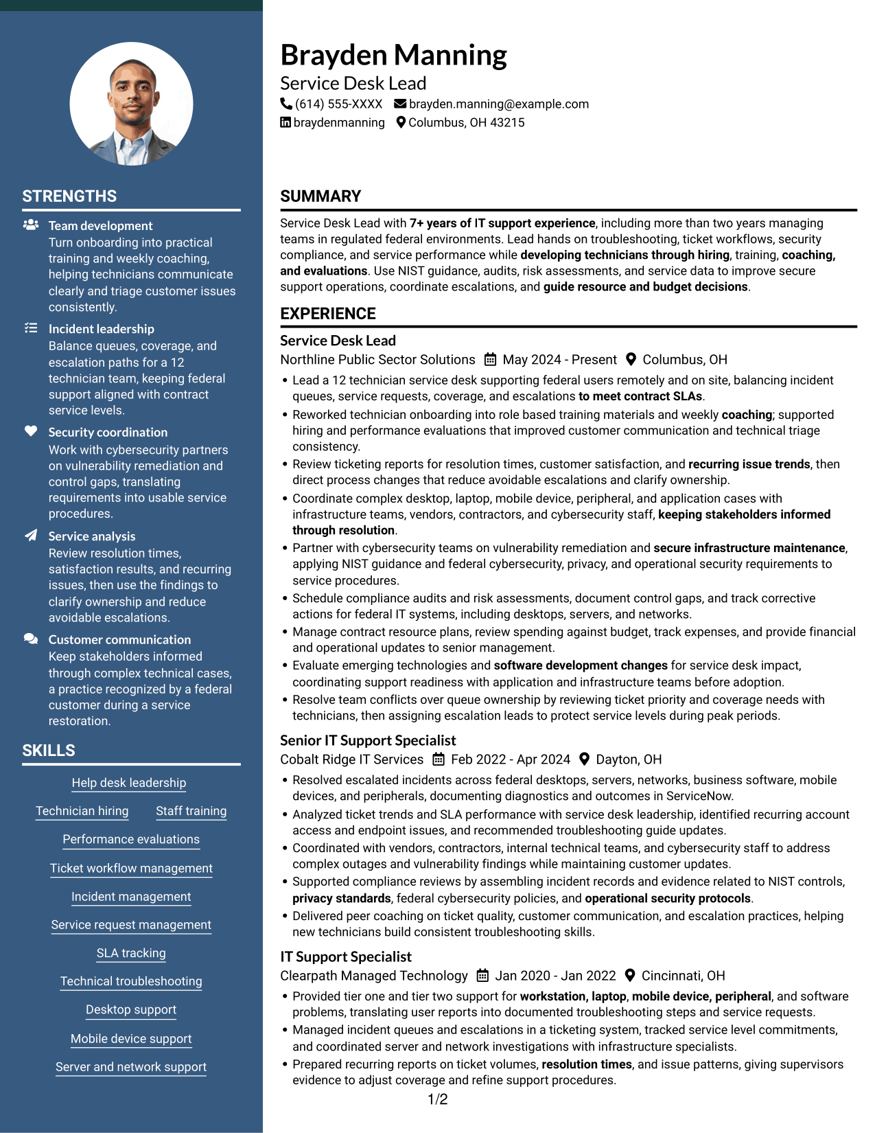 Resume example — page 1