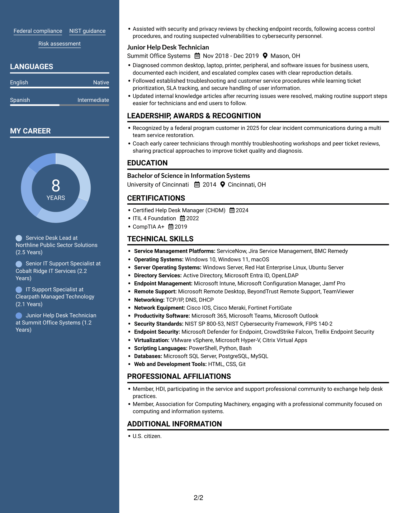 Resume example — page 2