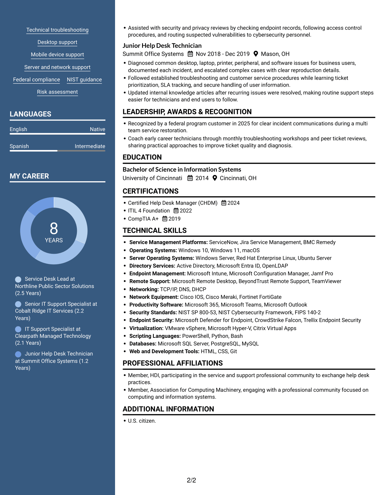 Resume example — page 2