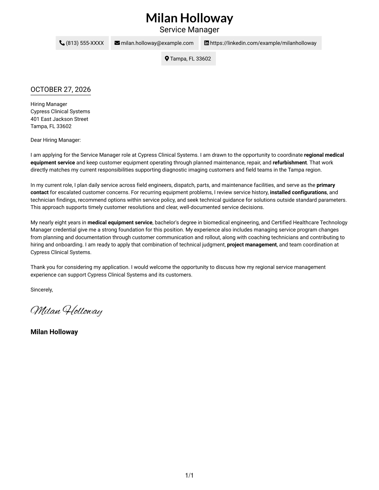 Cover letter example — page 1