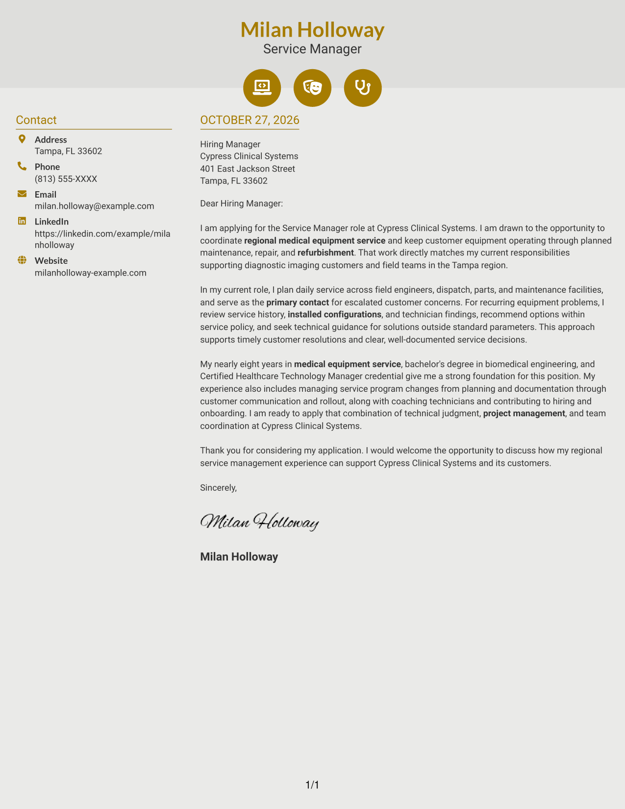 Cover letter example — page 1