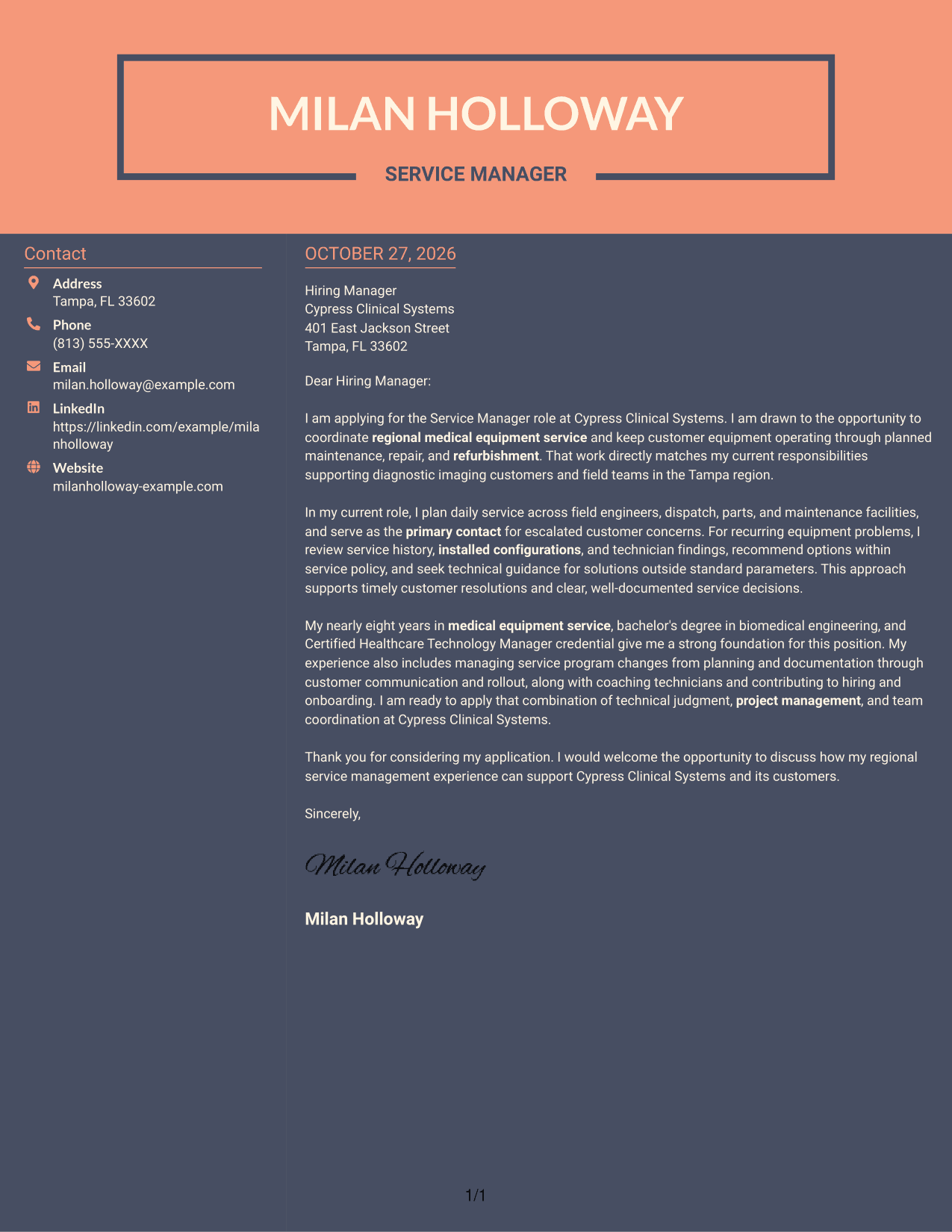 Cover letter example — page 1