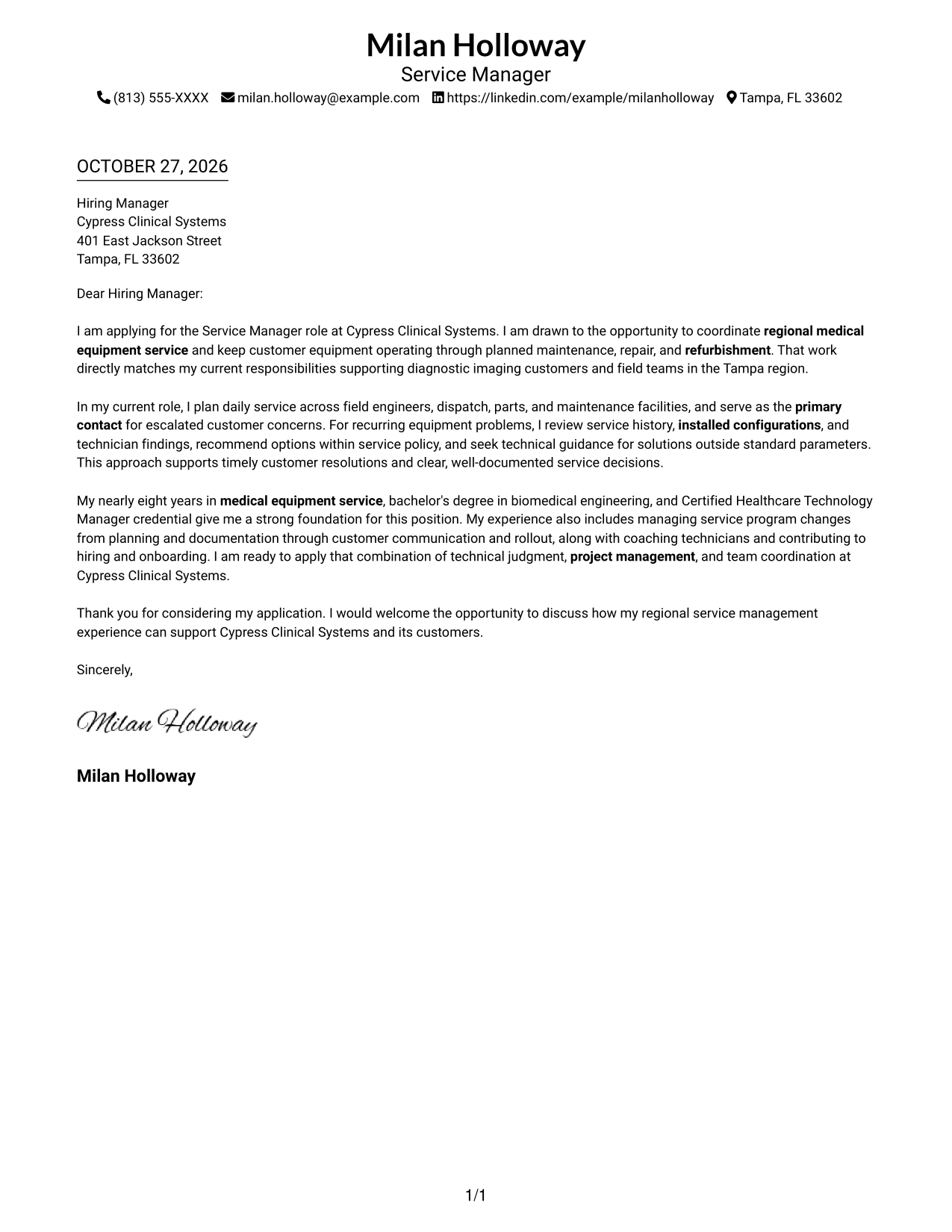 Cover letter example — page 1