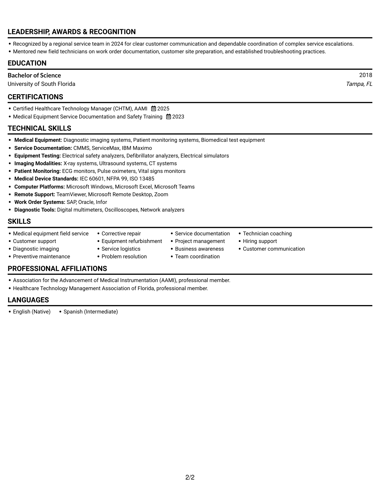 Resume example — page 2