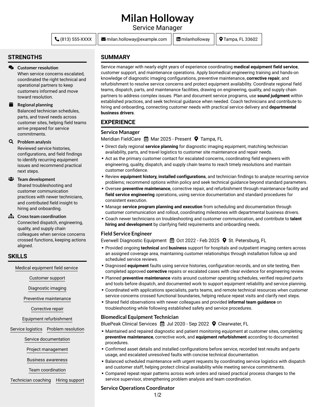 Resume example — page 1