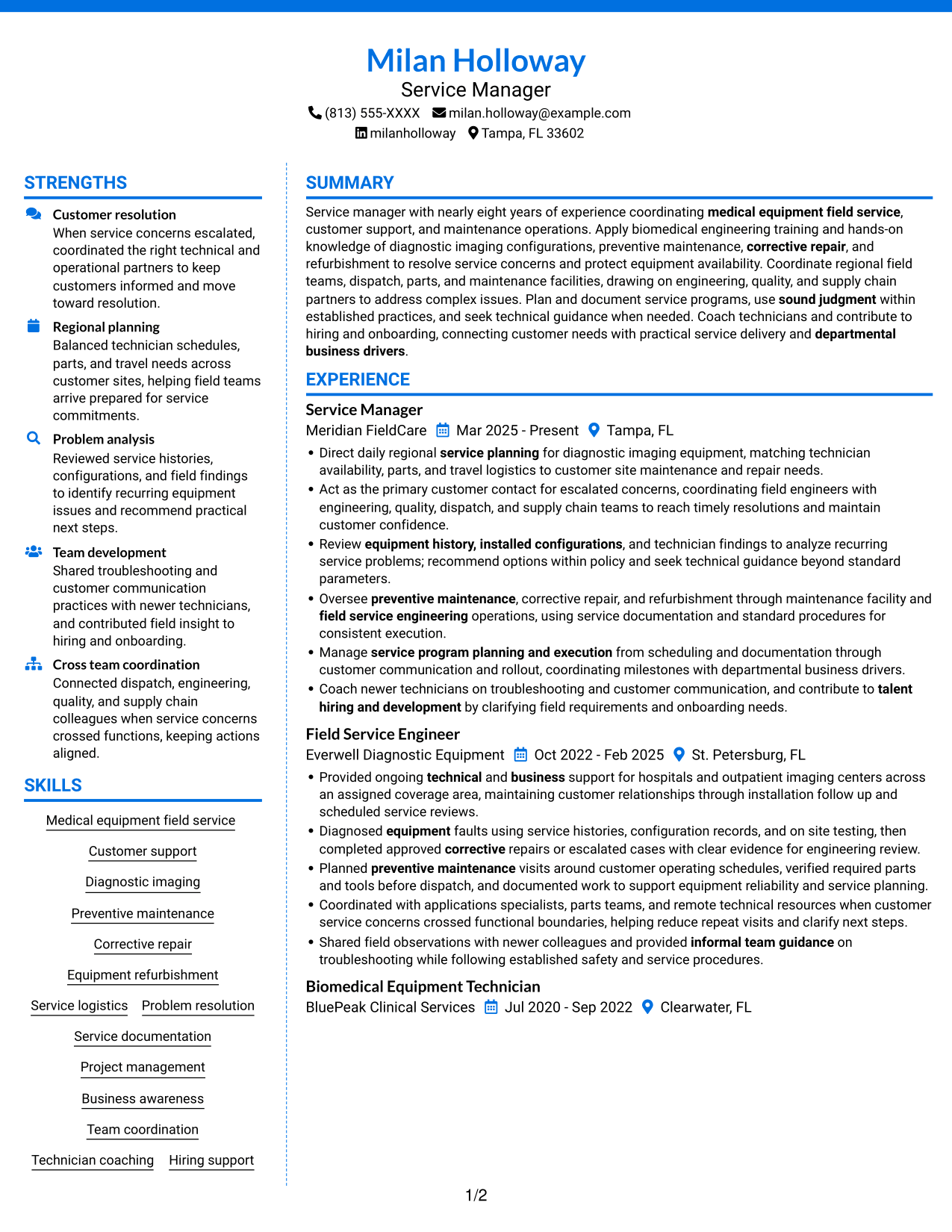 Resume example — page 1