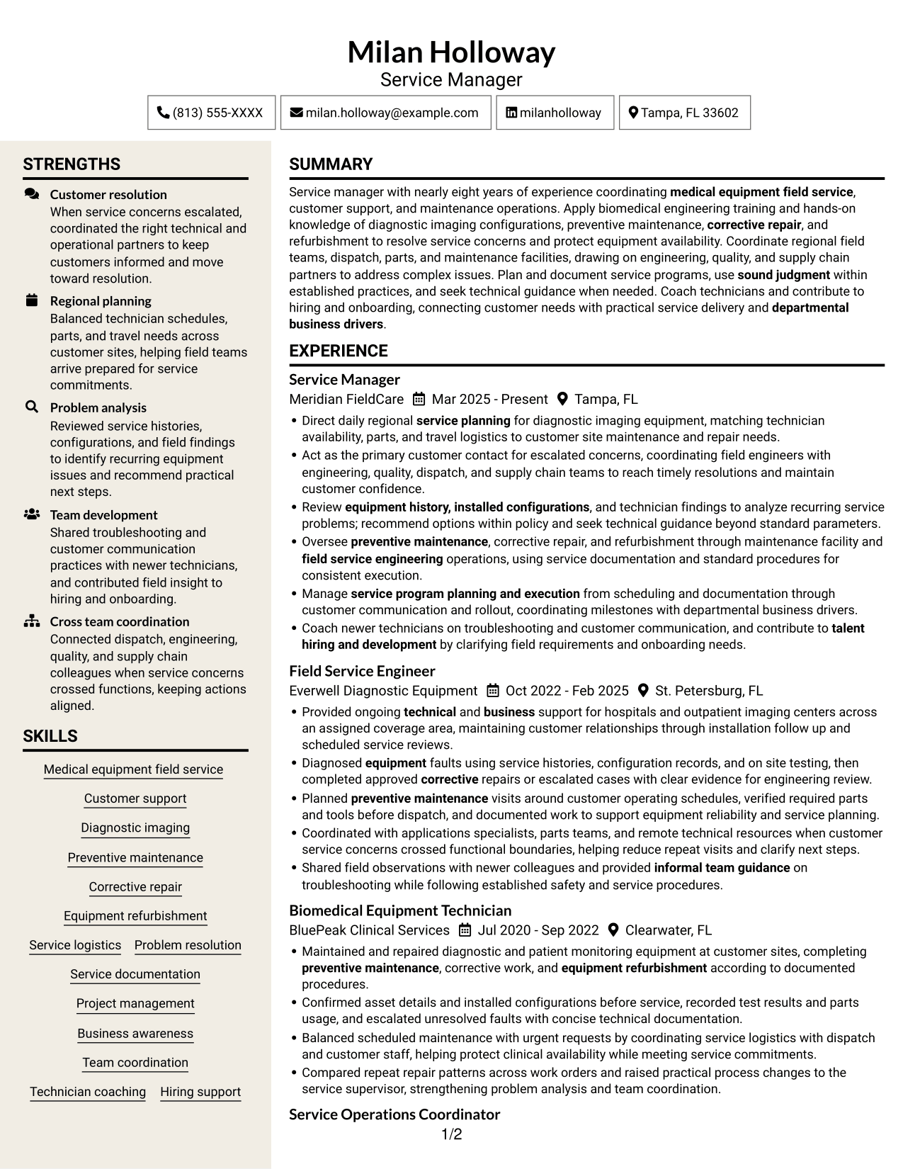 Resume example — page 1