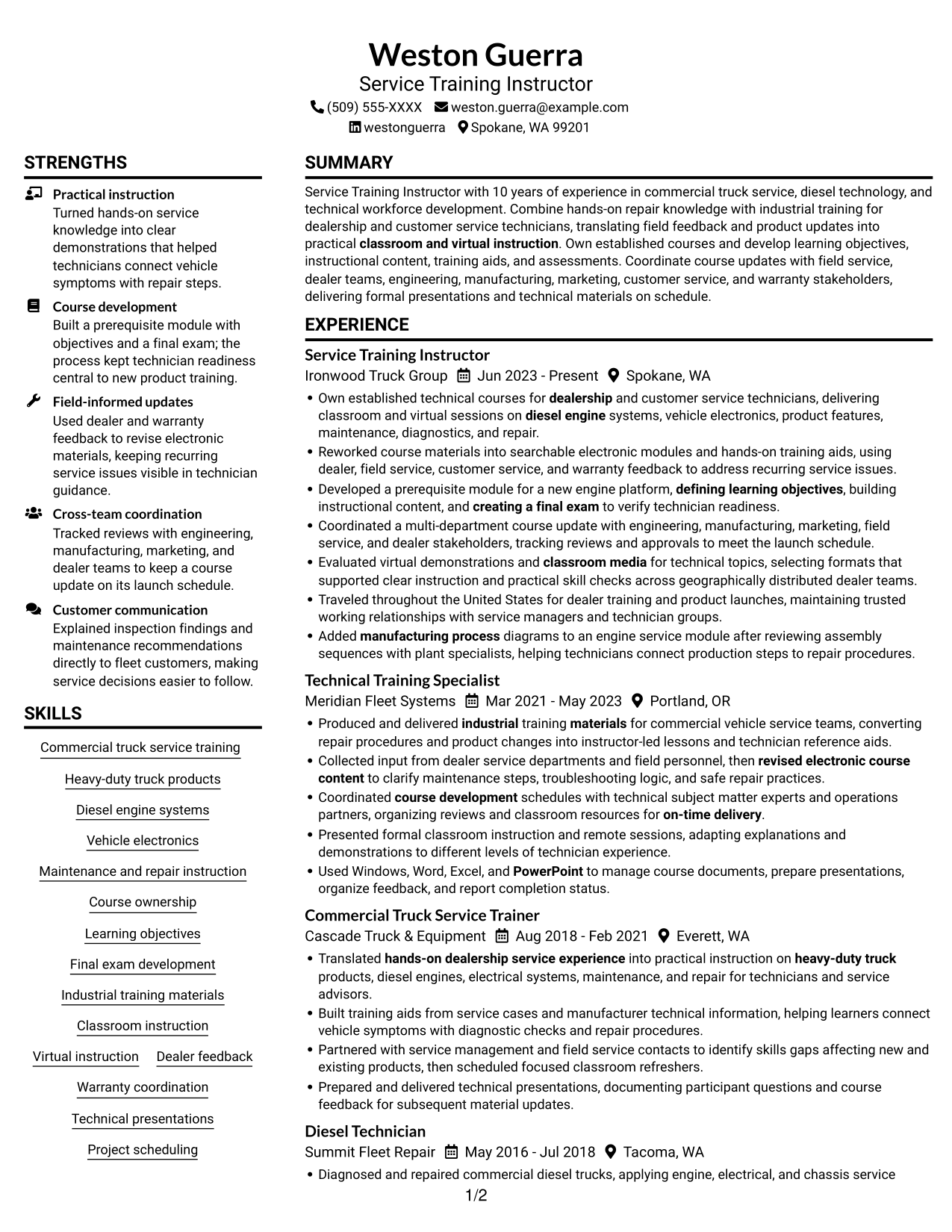 Resume example — page 1
