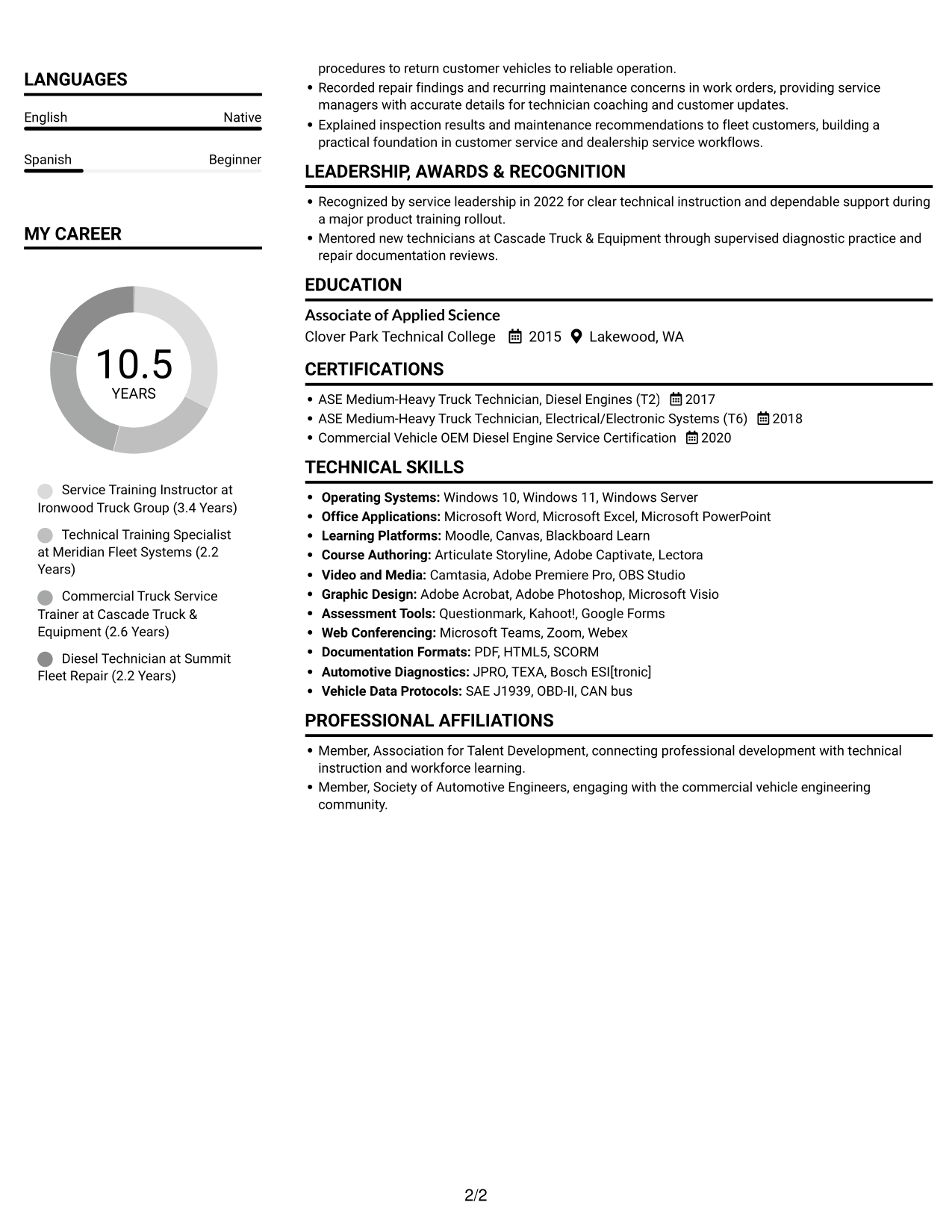 Resume example — page 2