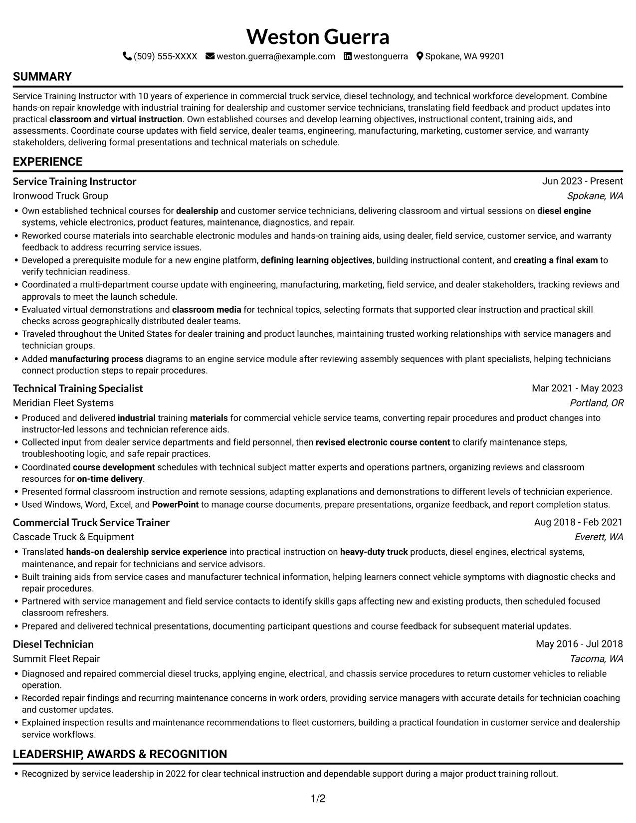Resume example — page 1