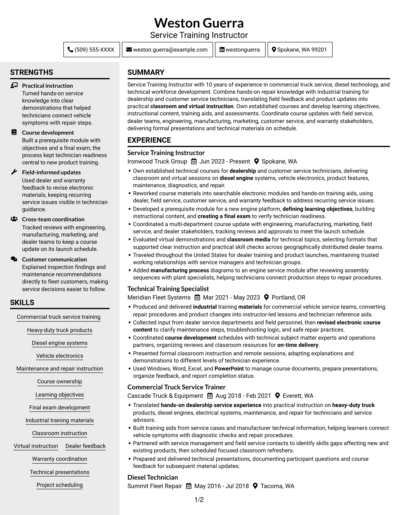 Resume example — page 1