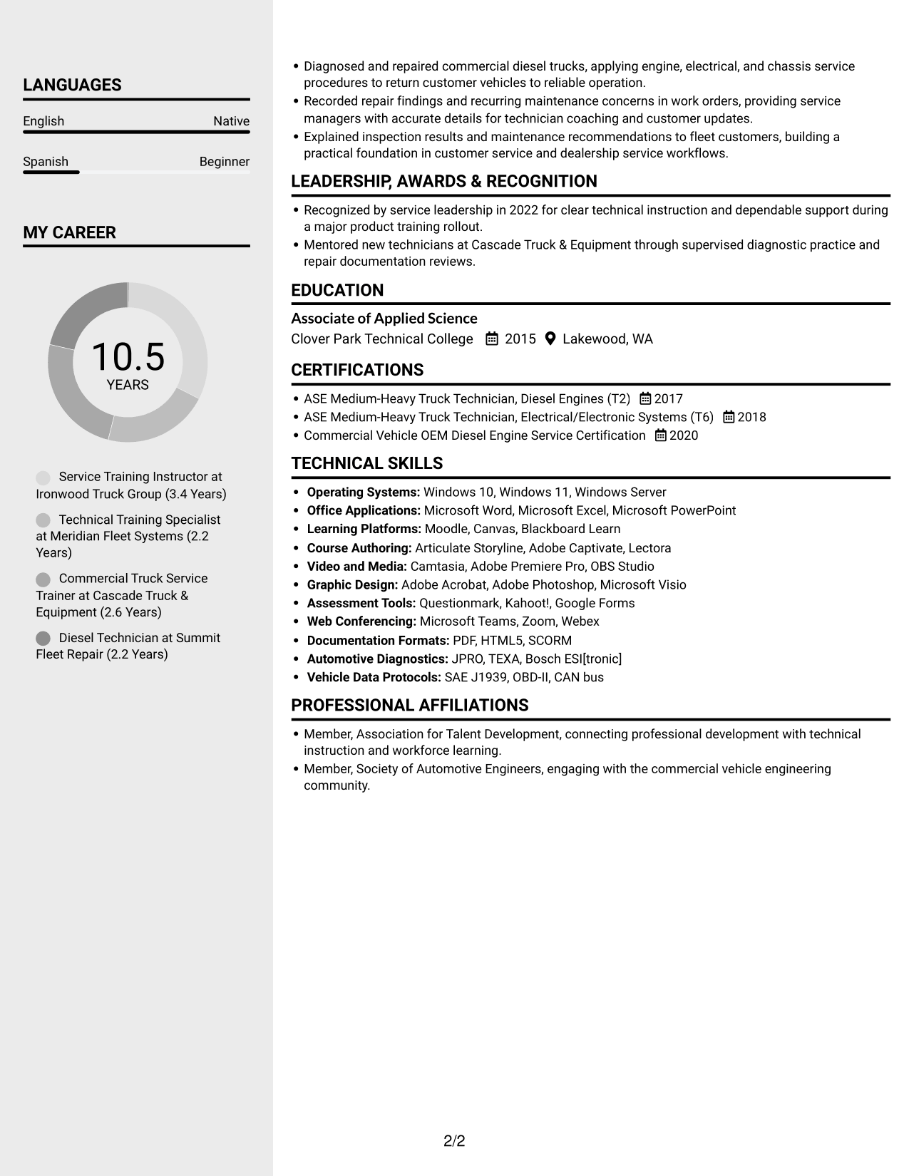 Resume example — page 2
