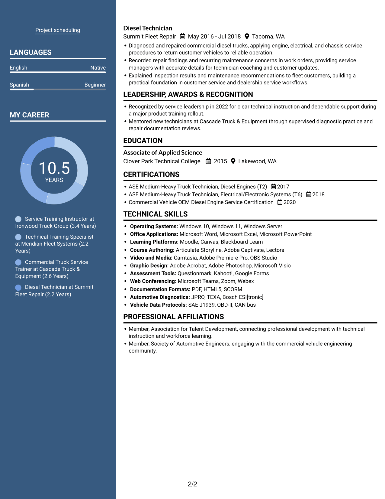 Resume example — page 2