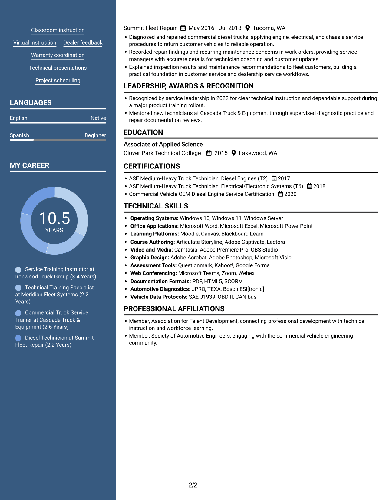 Resume example — page 2