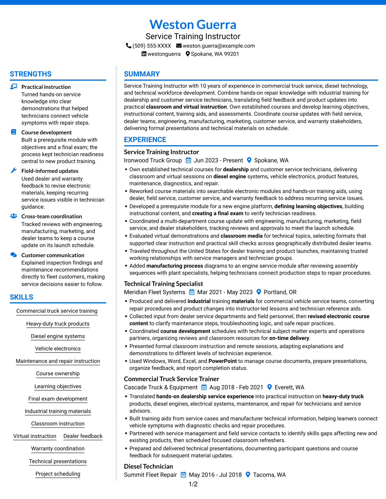 Resume example — page 1