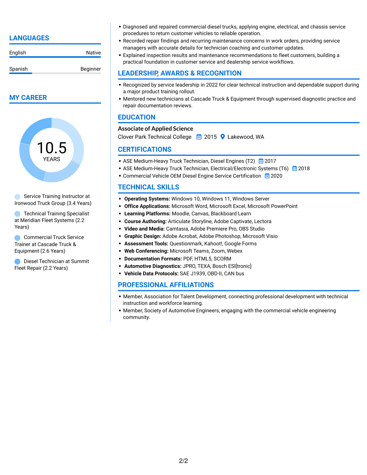 Resume example — page 2