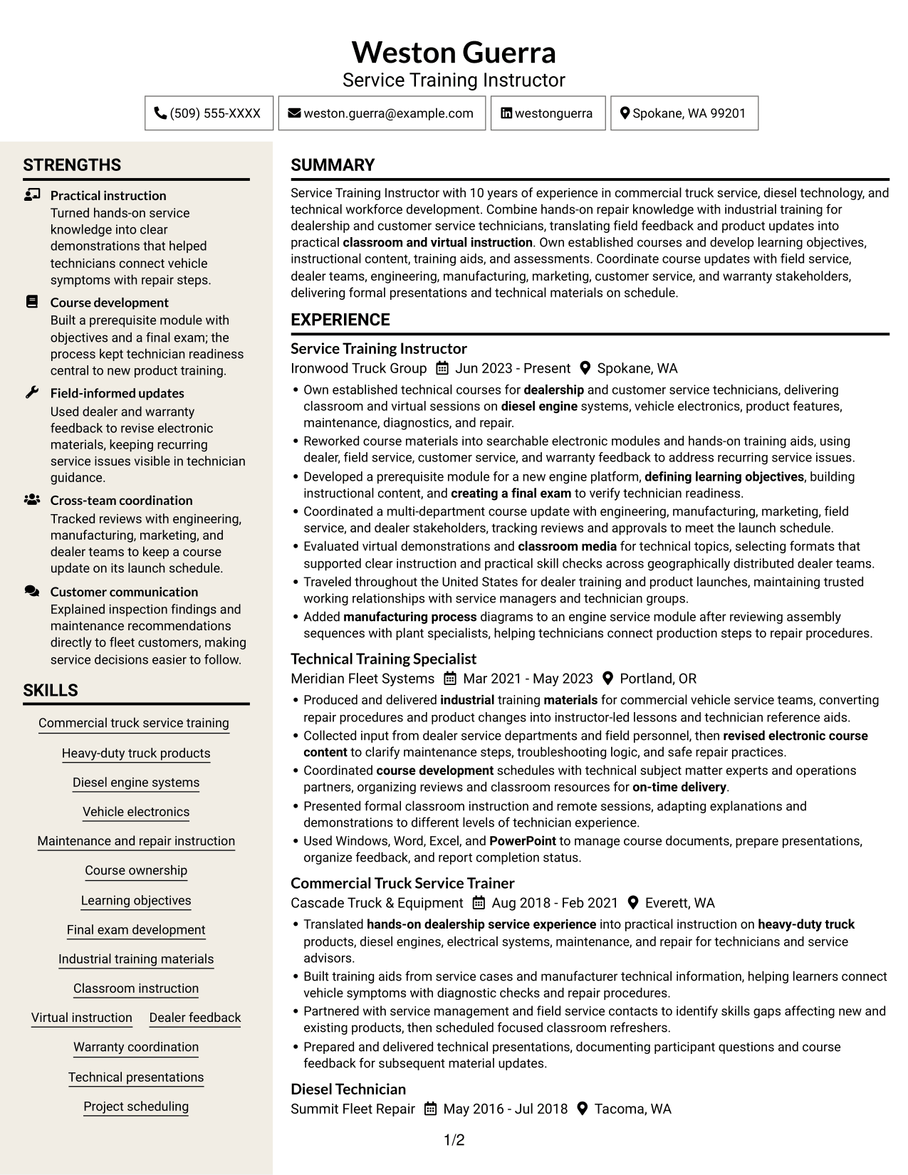 Resume example — page 1
