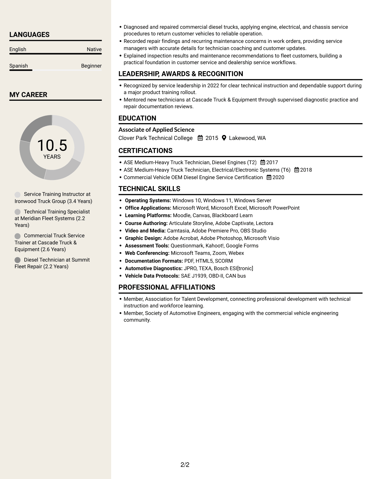 Resume example — page 2