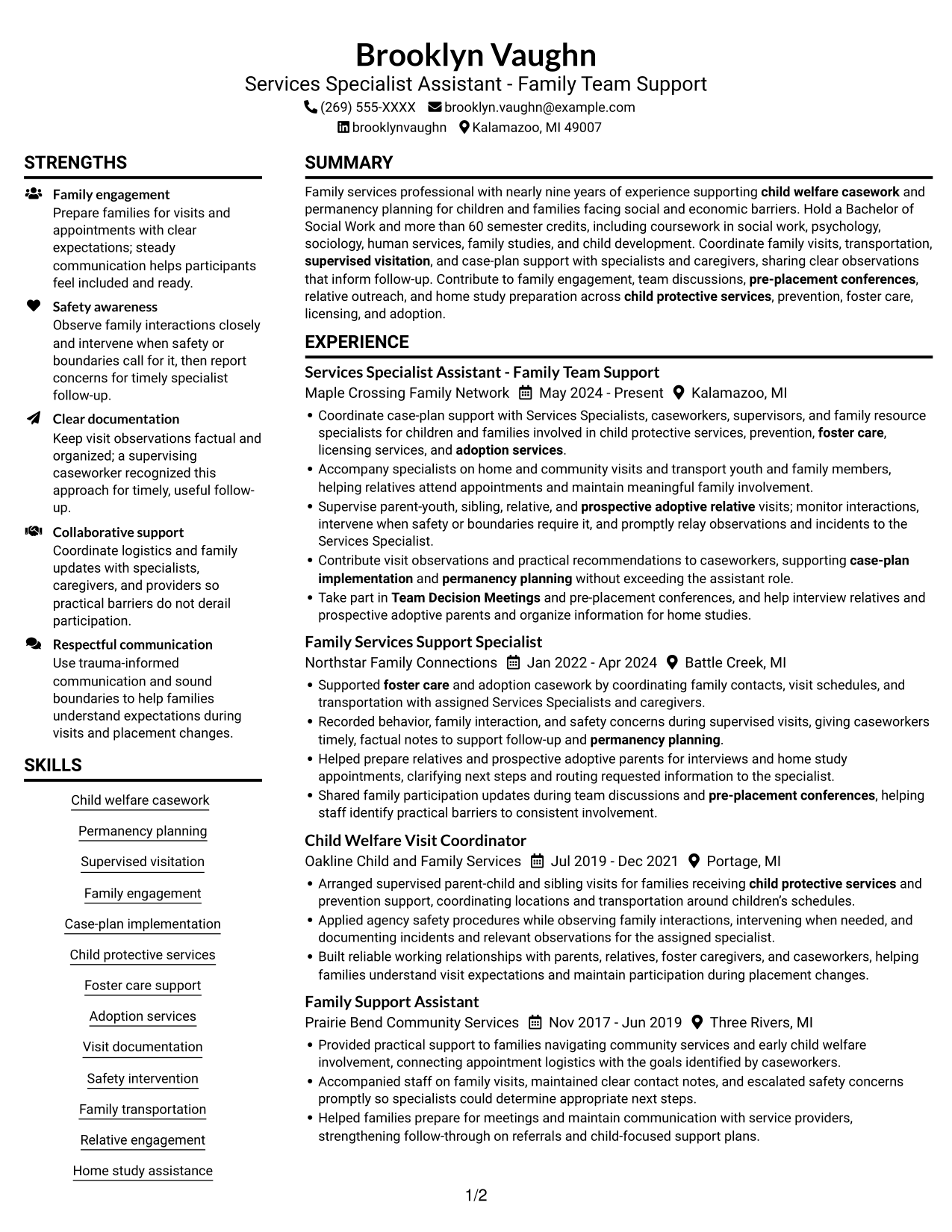 Resume example — page 1
