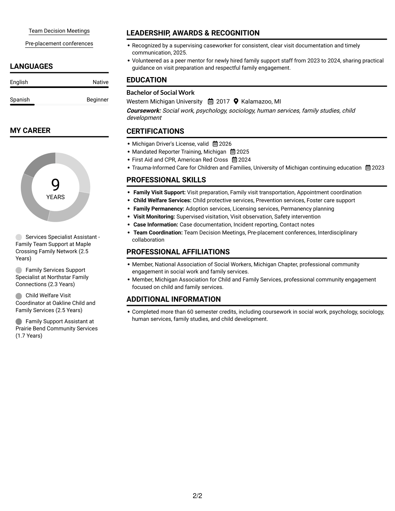 Resume example — page 2