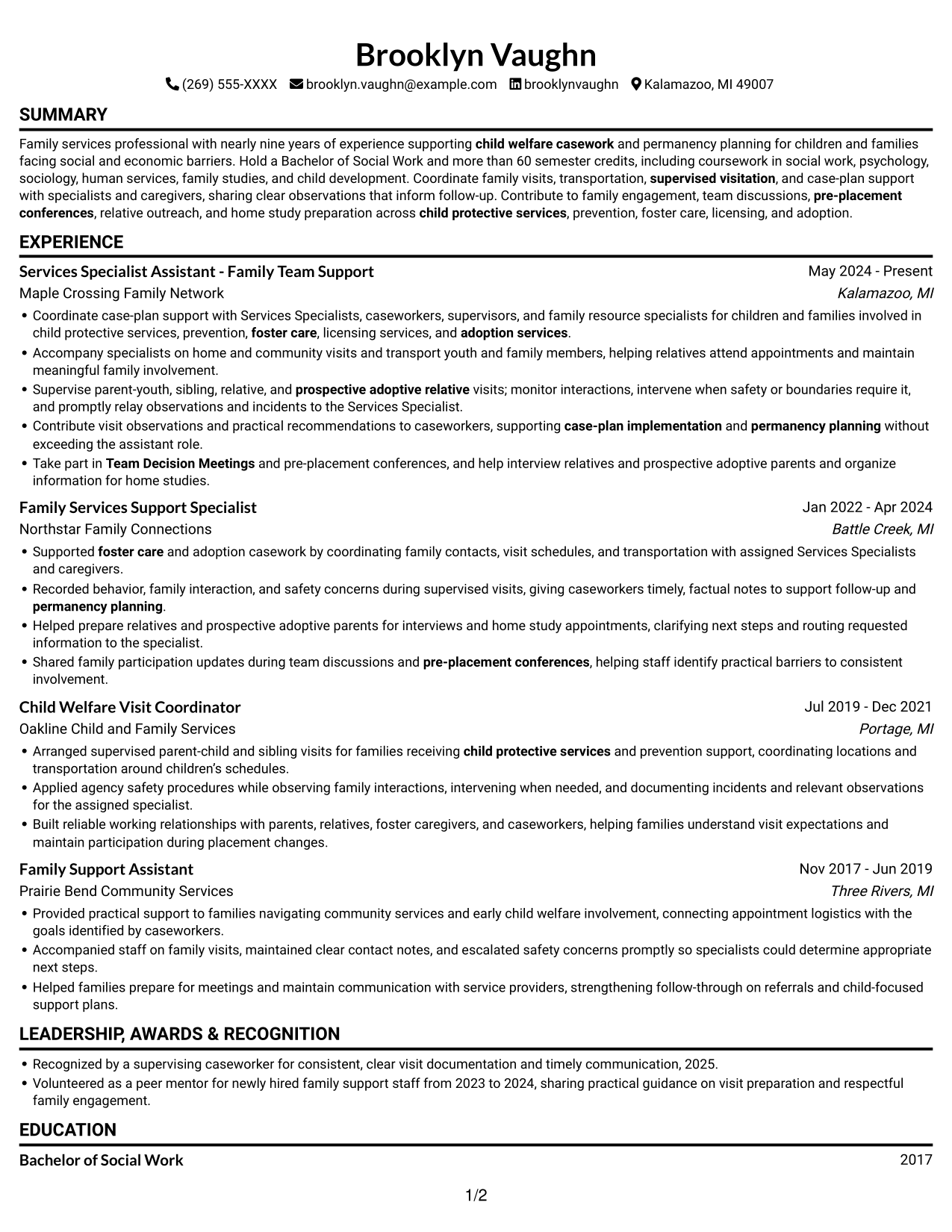 Resume example — page 1