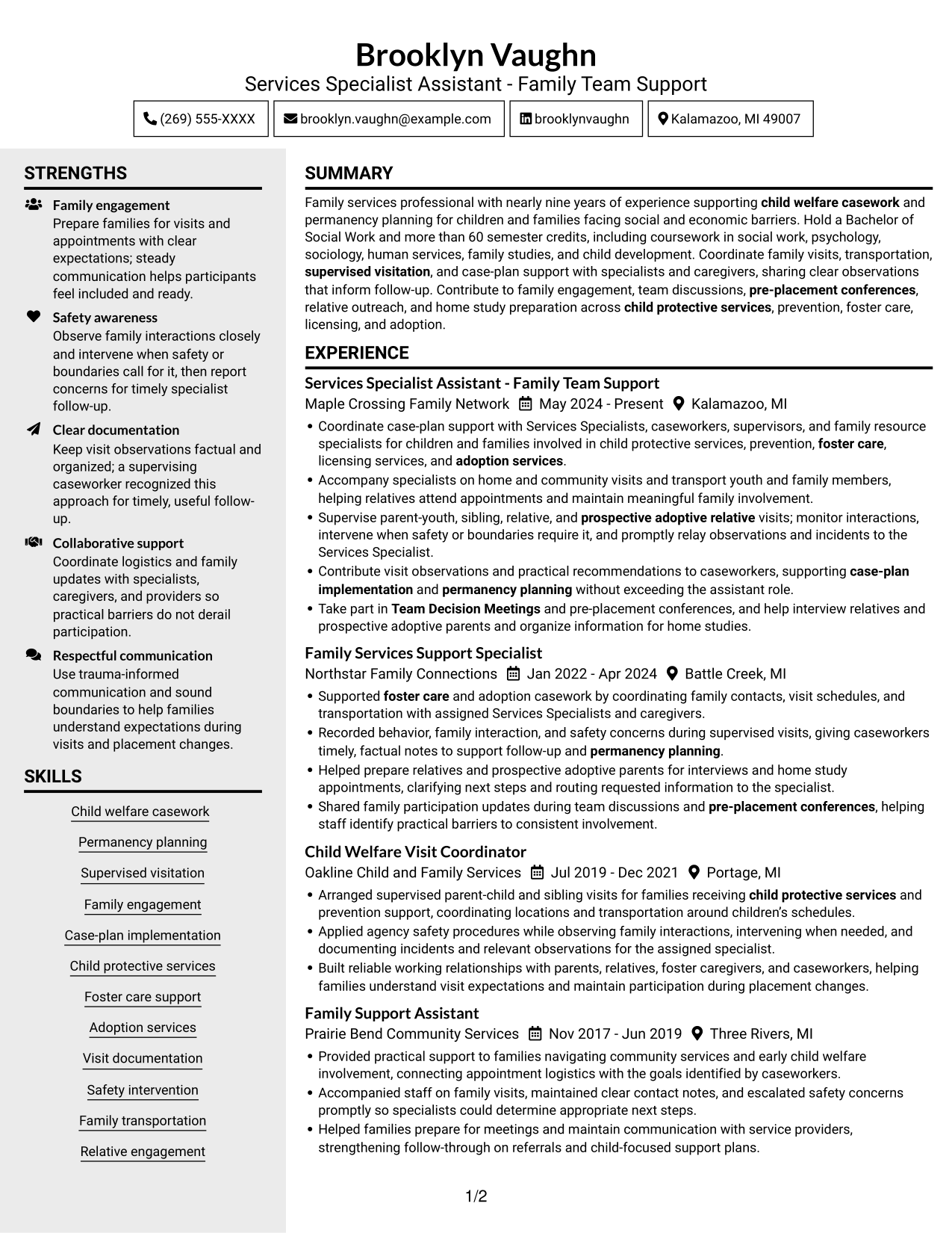 Resume example — page 1